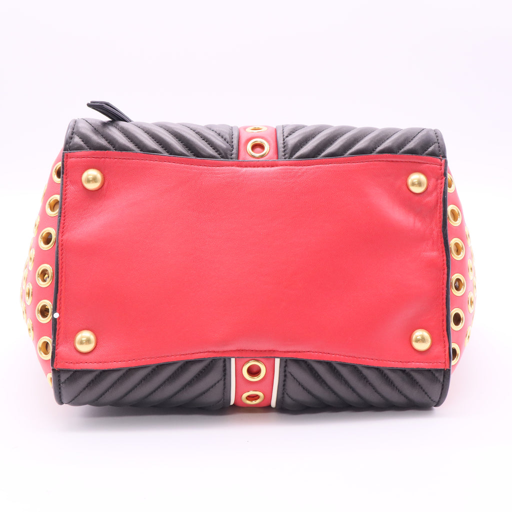 Biker Convertible Tote Grommet Embellished Leather Small Twins