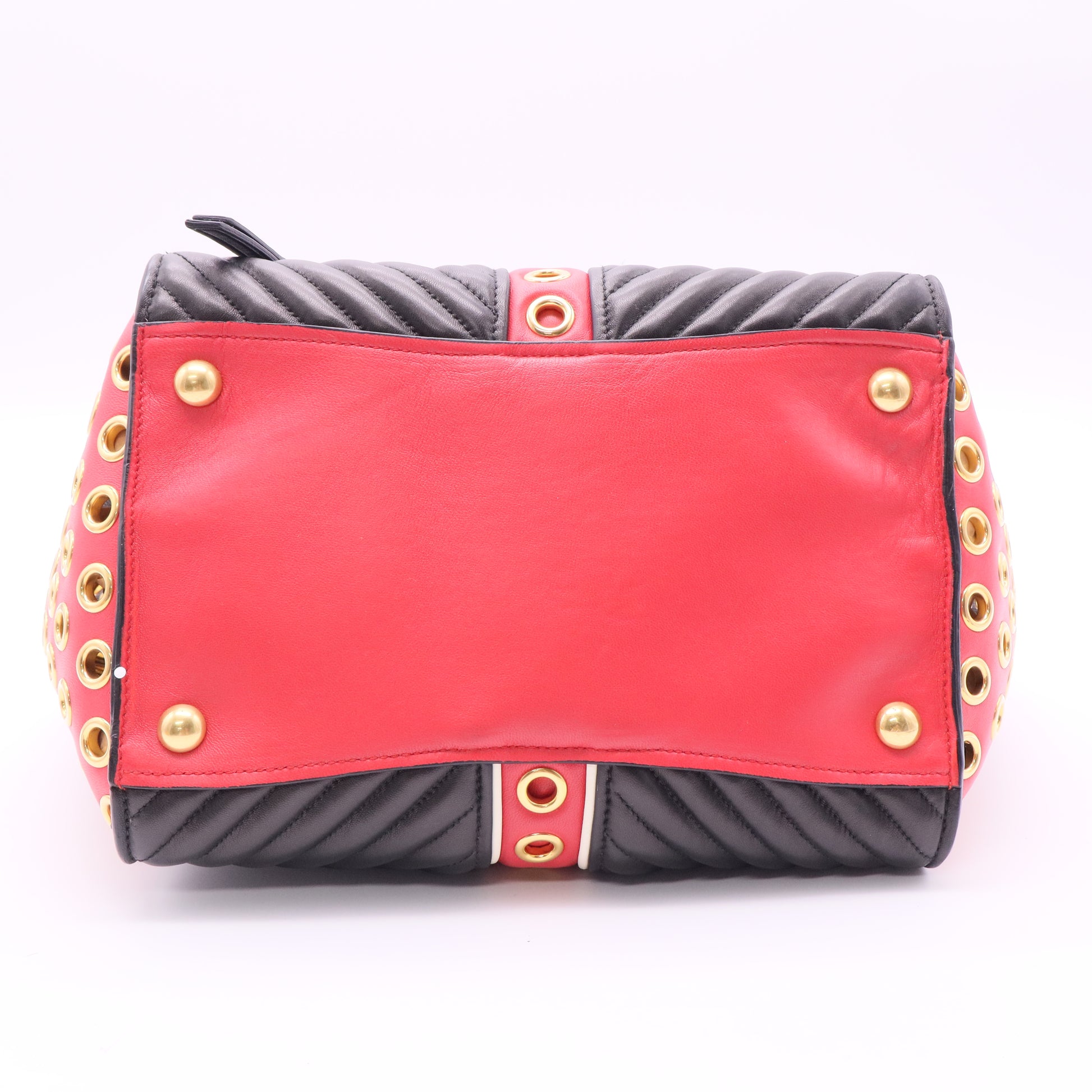 Biker Convertible Tote Grommet Embellished Leather Small Twins