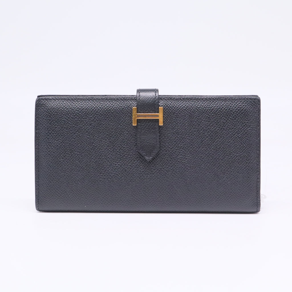 Hermes Epsom Leather Palladium Plated Bearn Wallet twins LDJ3376