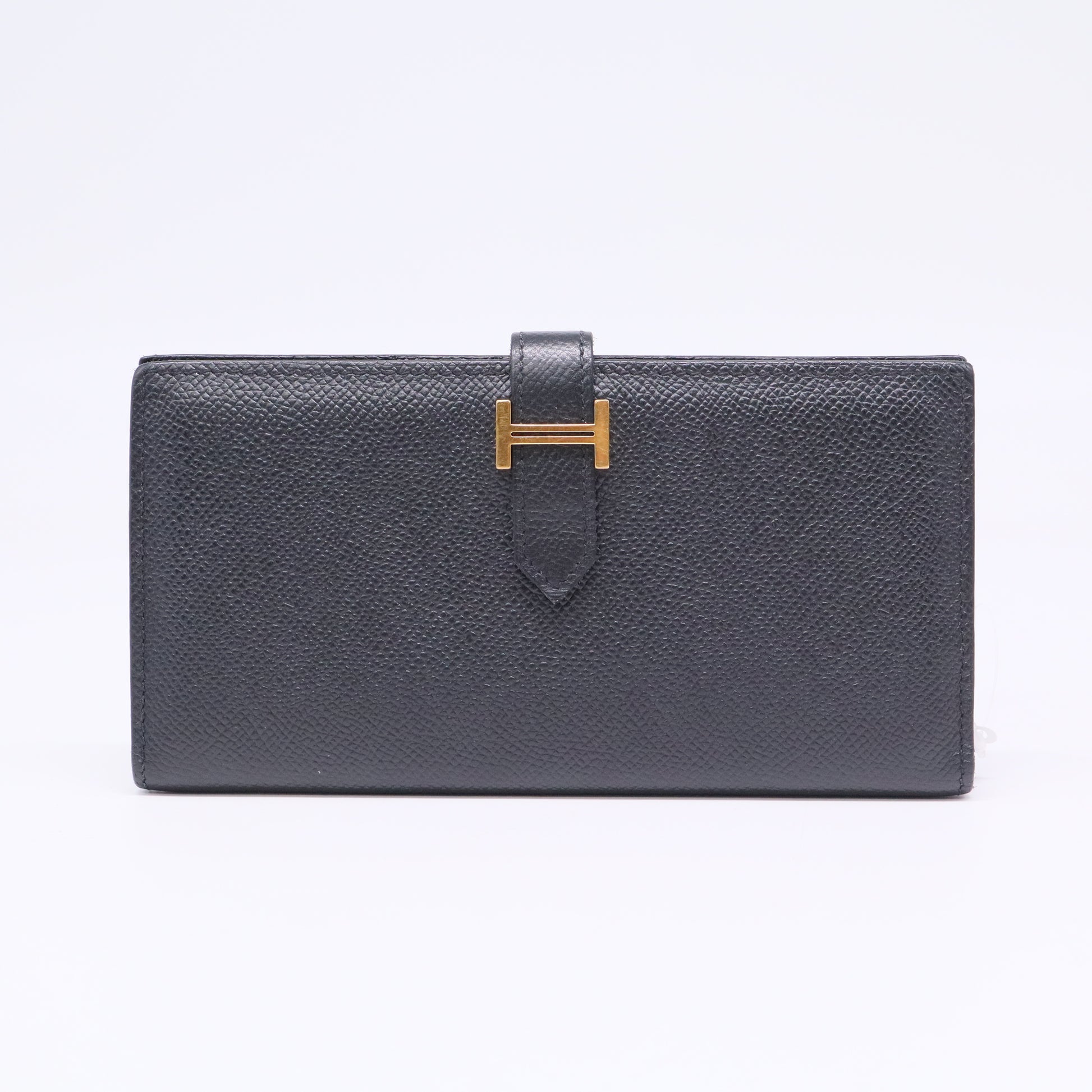 Hermes Epsom Leather Palladium Plated Bearn Wallet twins LDJ3376