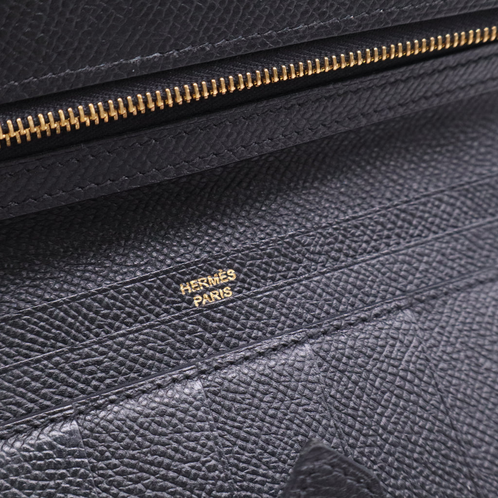 Hermes Epsom Leather Palladium Plated Bearn Wallet twins LDJ3376