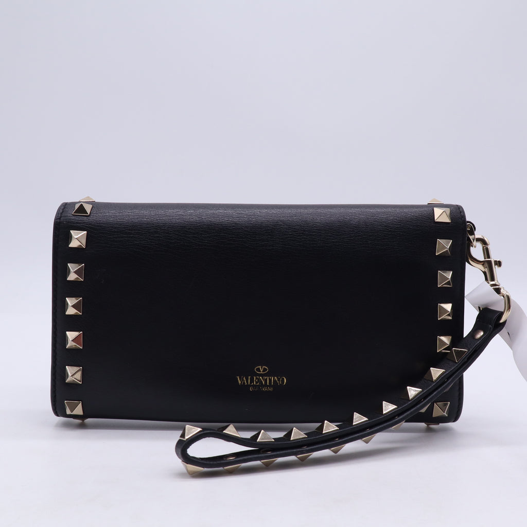 Valentino Garavani Vitello Rockstud Side Slip Clutch/Wallet twins