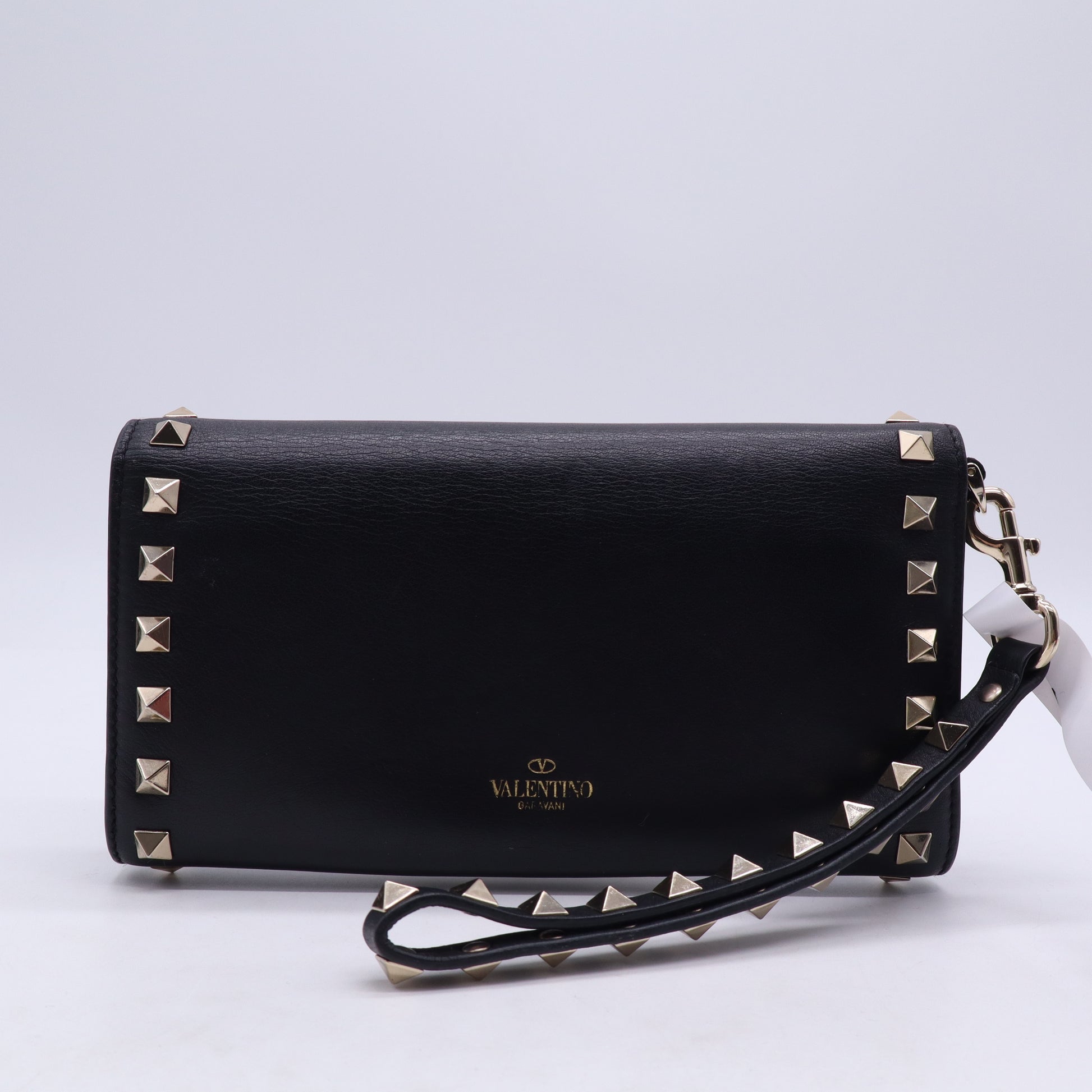 Valentino Garavani Vitello Rockstud Side Slip Clutch/Wallet twins