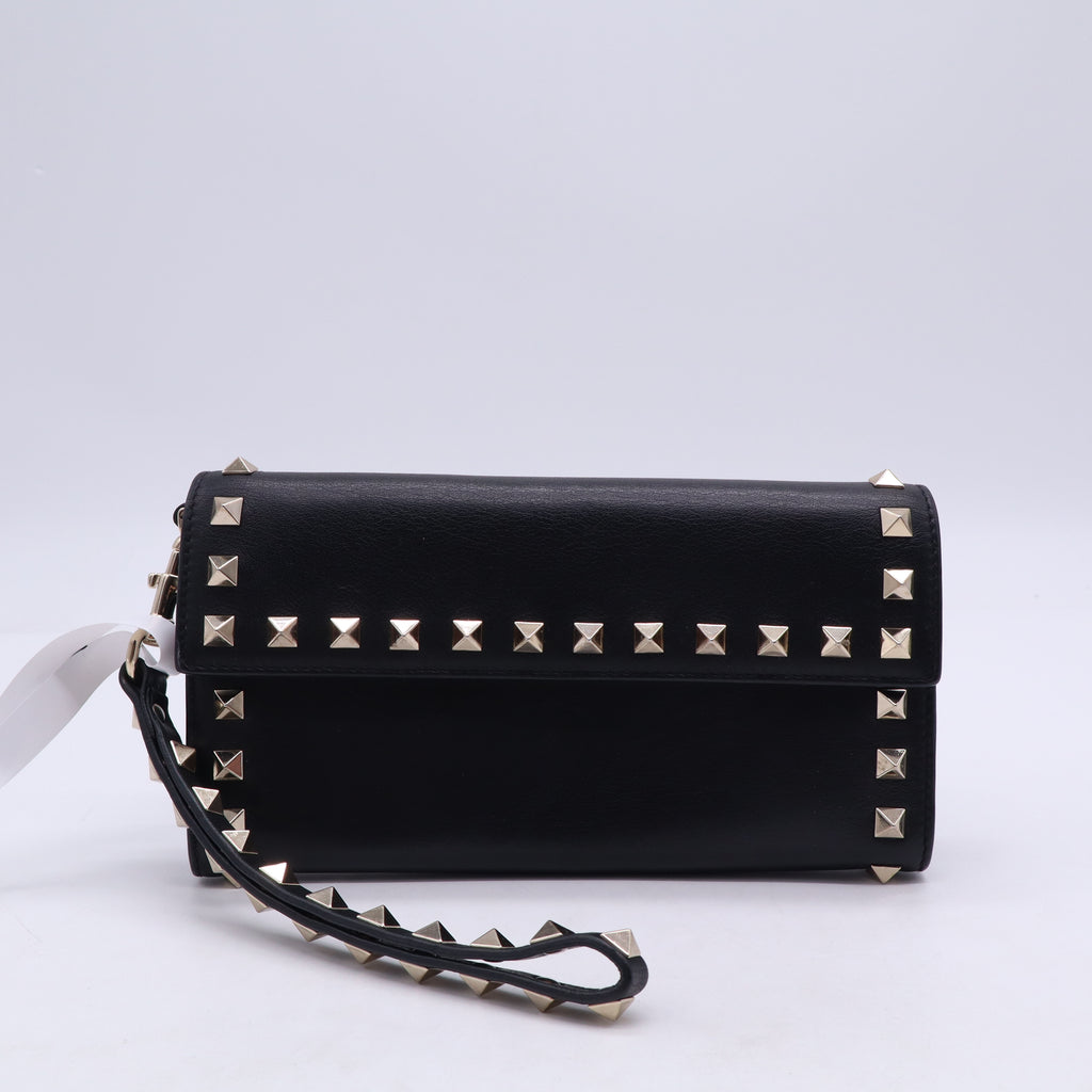 Valentino Garavani Vitello Rockstud Side Slip Clutch/Wallet twins