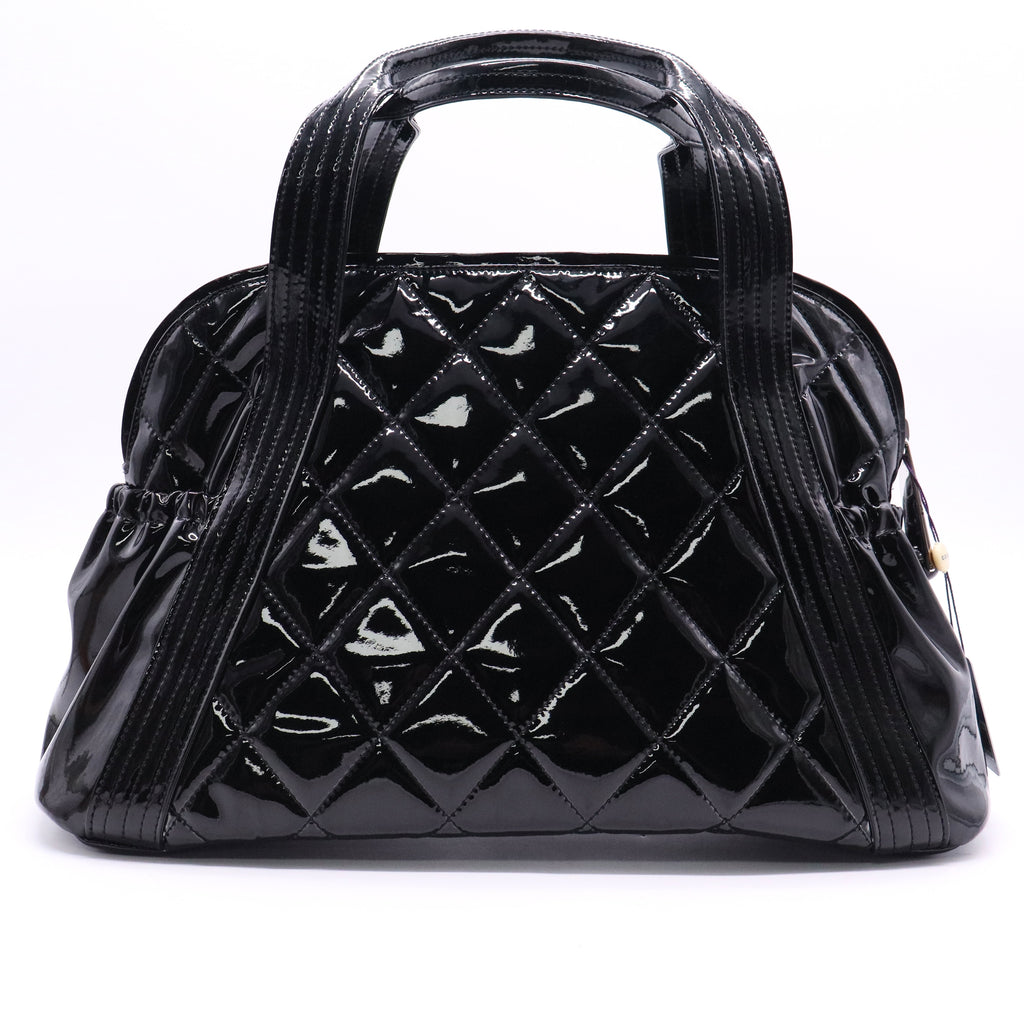 Chanel Black Quilted Patent Leather CC Bowler Bag B20124 twins