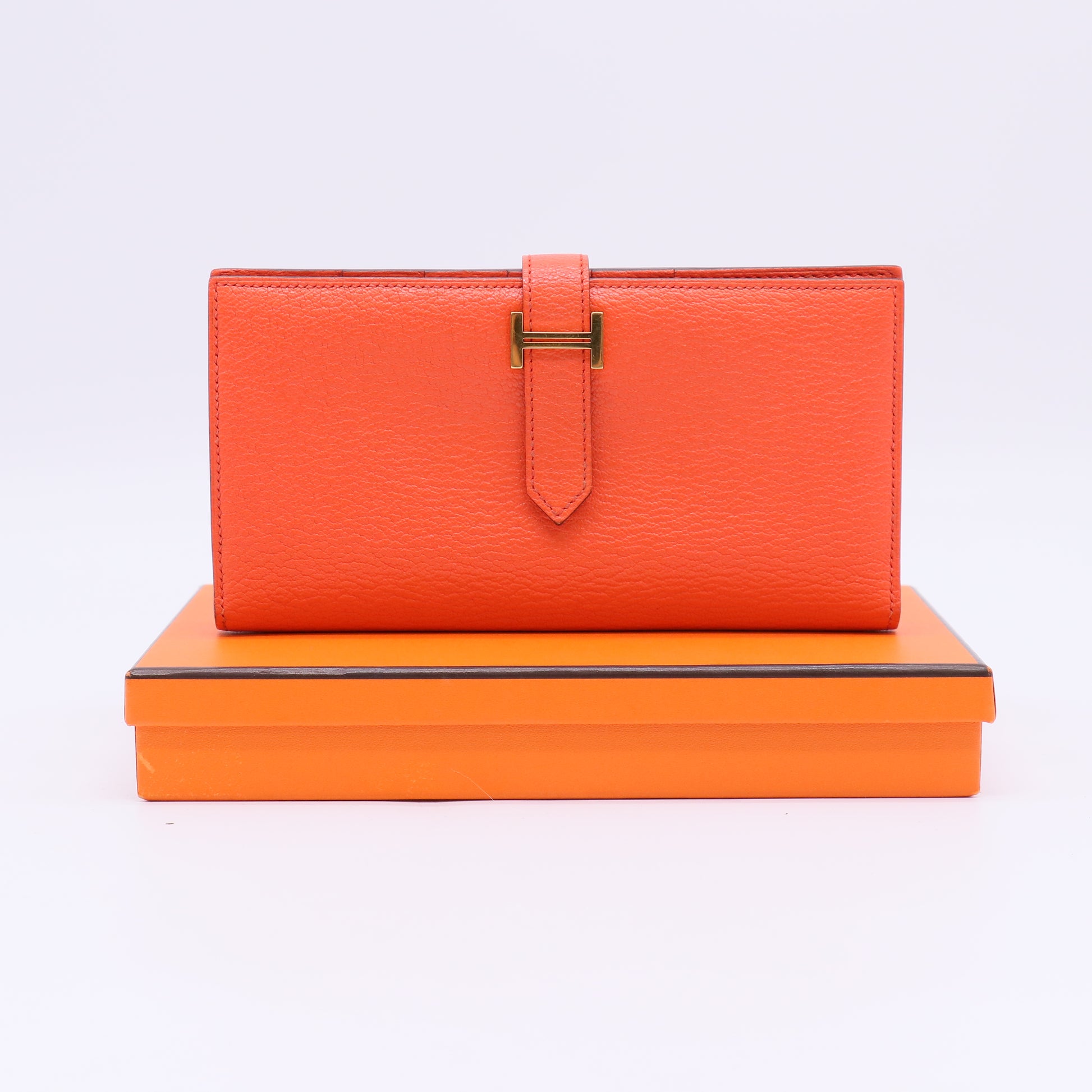 Hermès Béarn Soufflet Wallet in Feu Orange W22408