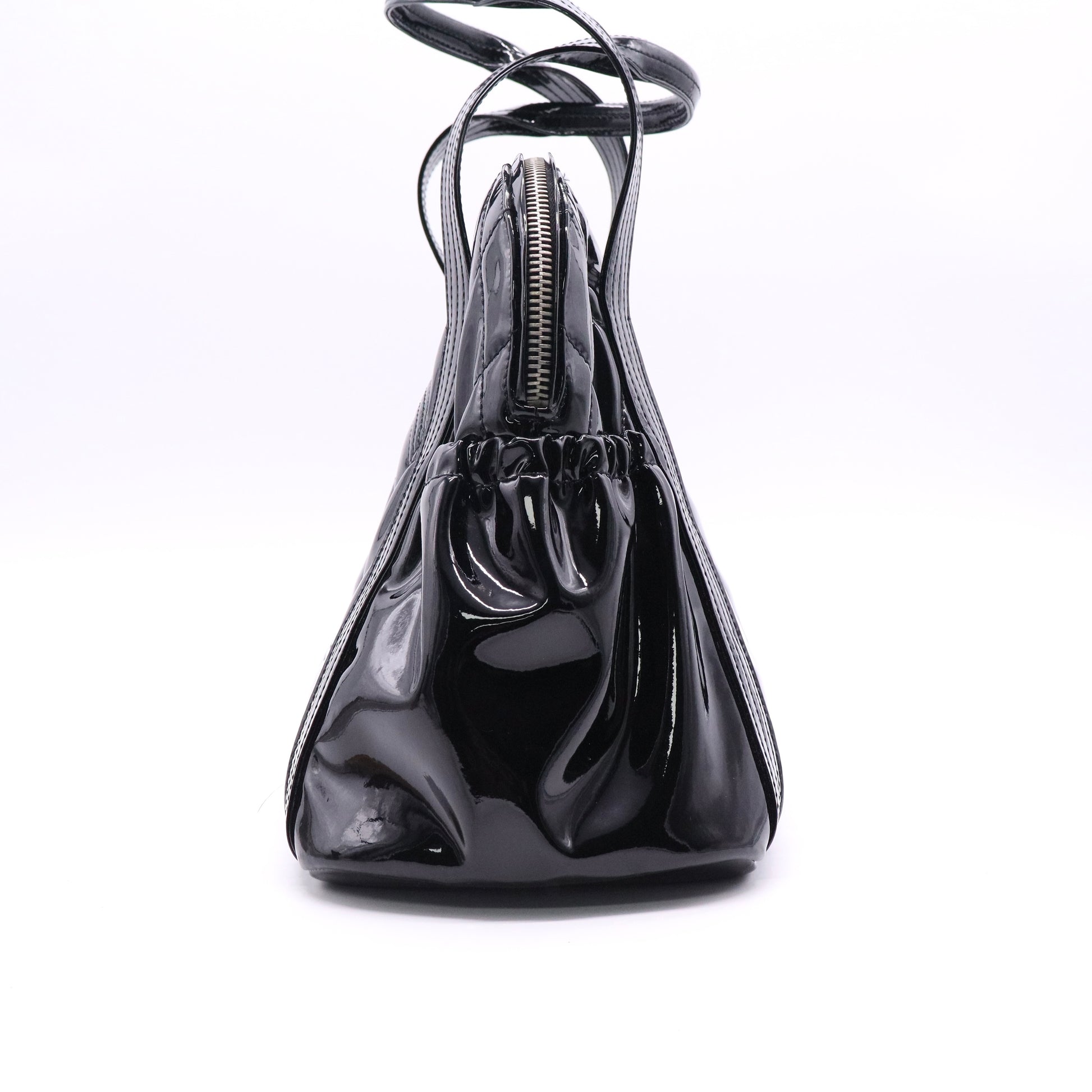 Chanel Black Quilted Patent Leather CC Bowler Bag B20124 twins