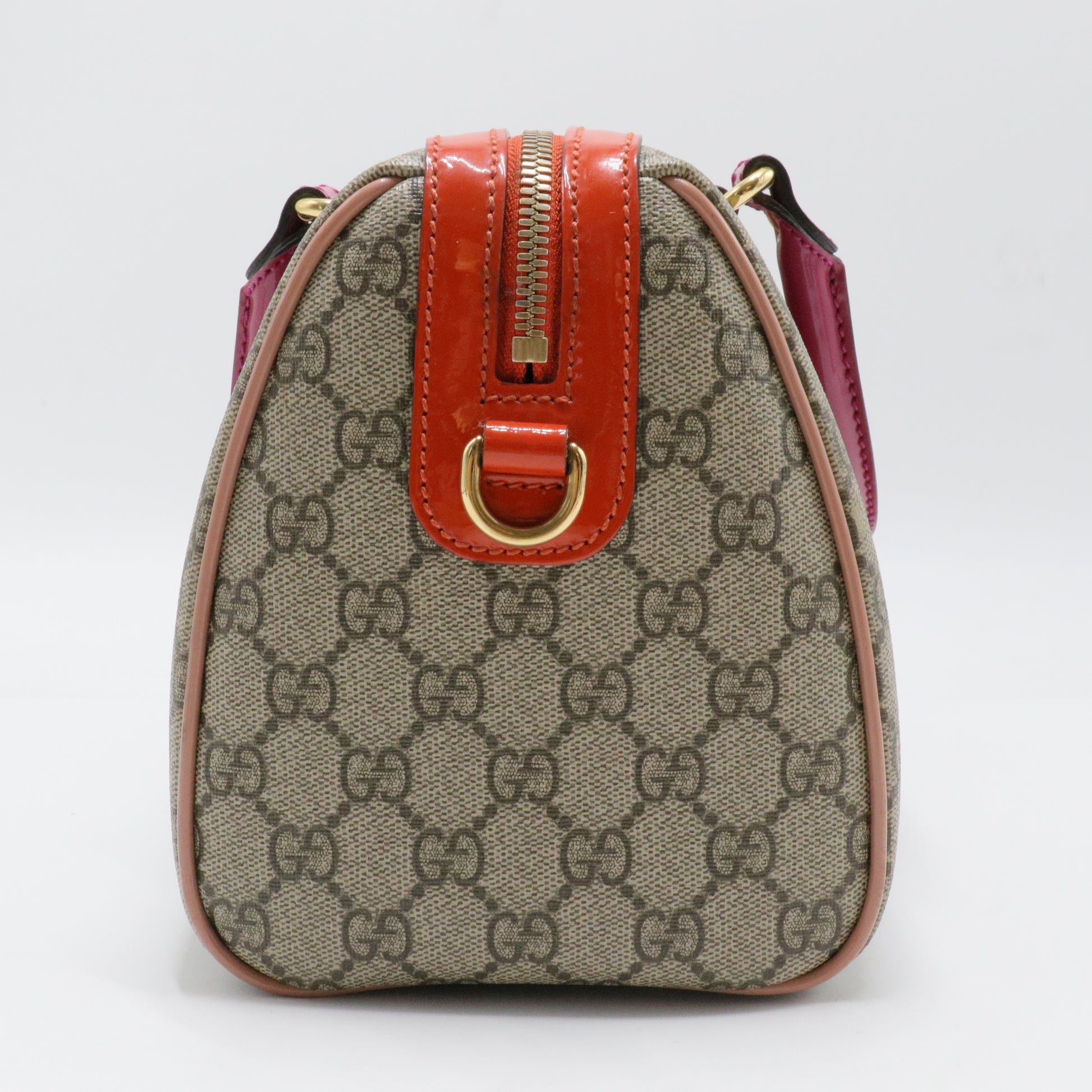 Convertible Boston Bag GG Coated Canvas with Patent Small