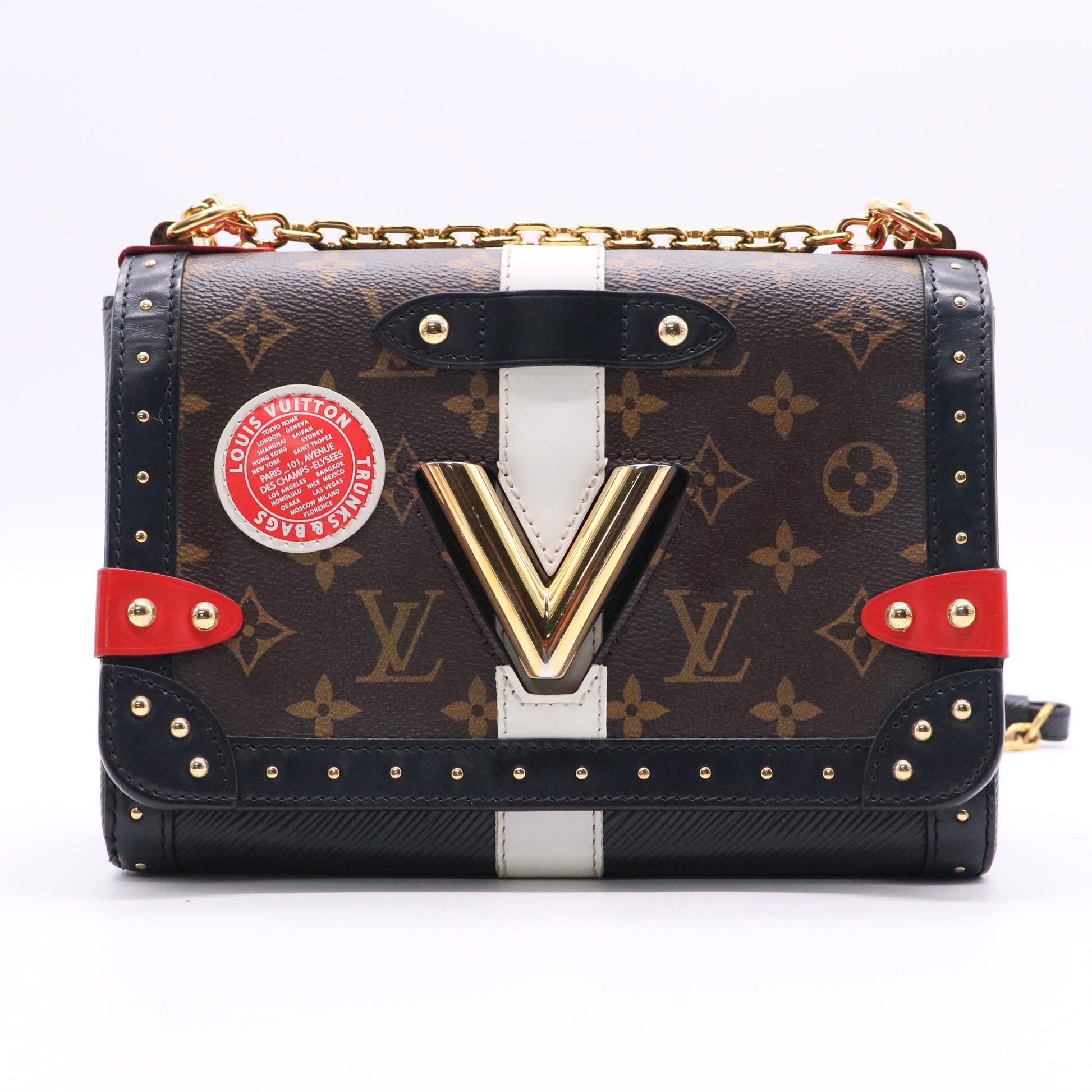 Louis Vuitton Twist Handbag Studded Epi Leather and Monogram Canvas MM b12414
