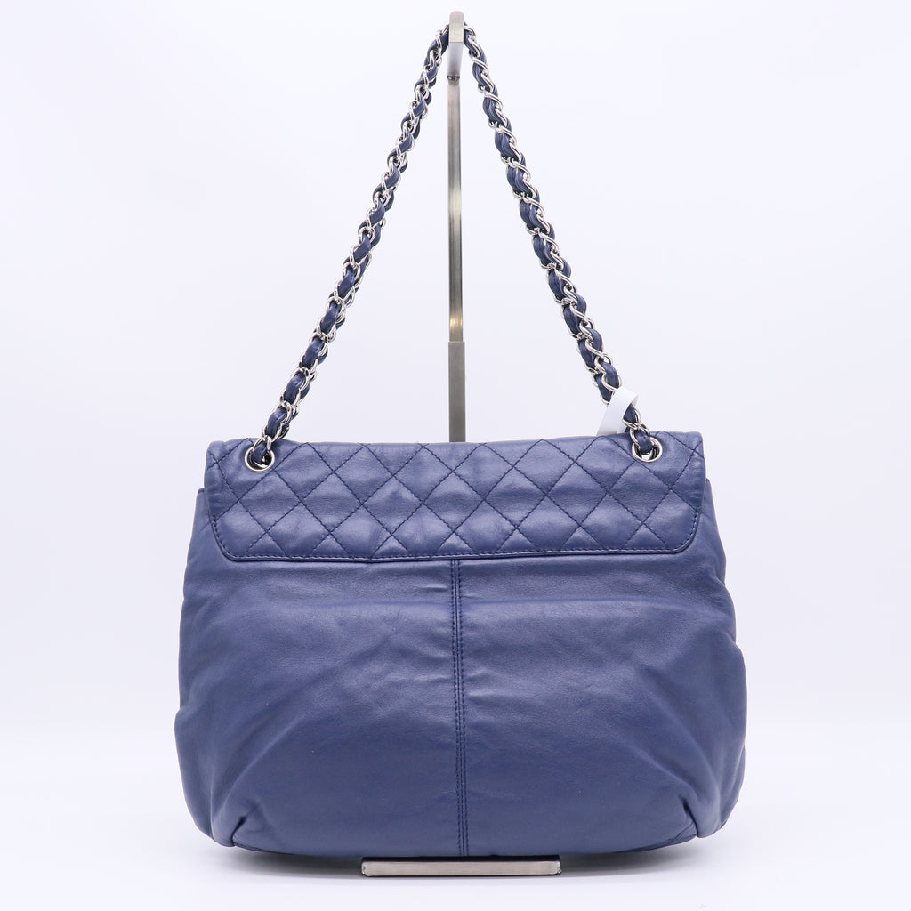 Chanel Blue Quilted Lambskin Leather Accordion Crossbody Bag twins B23126