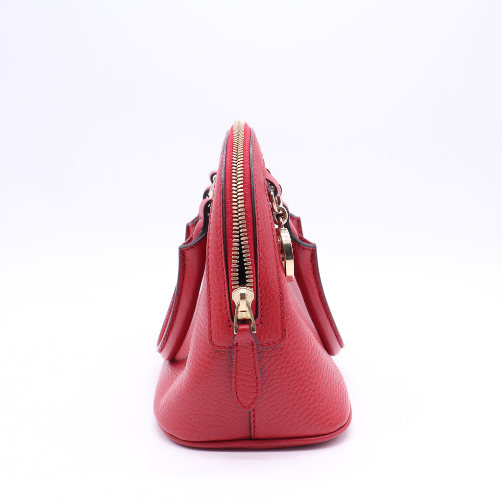 Gucci Red Leather Small GG Charm Dome Satchel Twins B21511