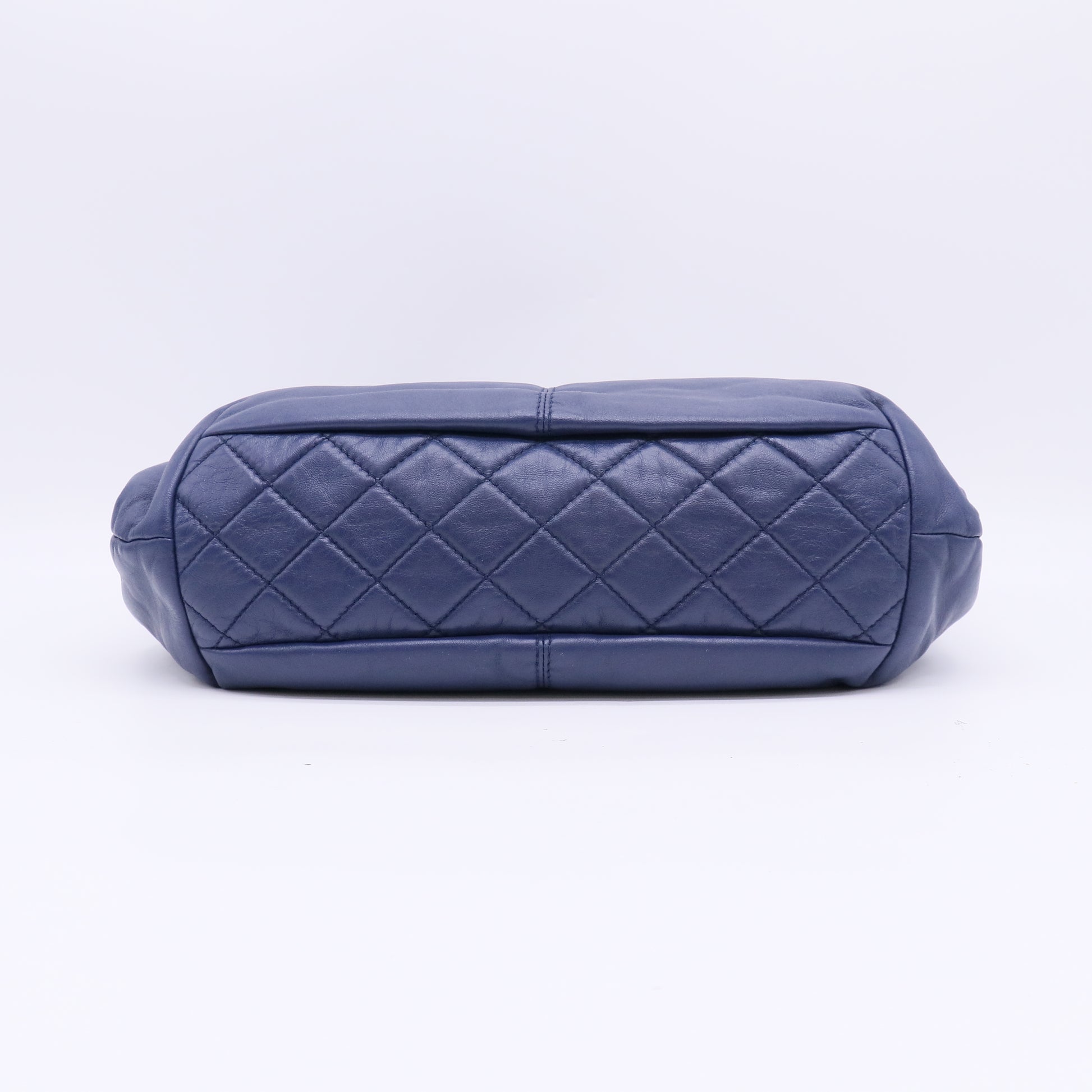 Chanel Blue Quilted Lambskin Leather Accordion Crossbody Bag twins B23126