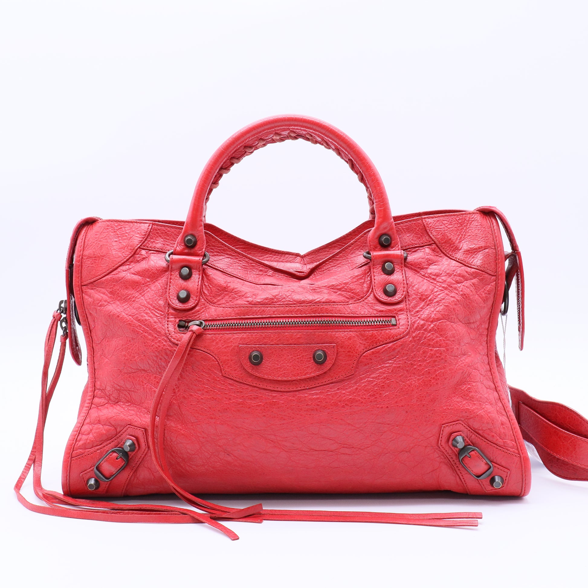 Balenciaga Motocross Classic City Shoulder Bag red Twins
