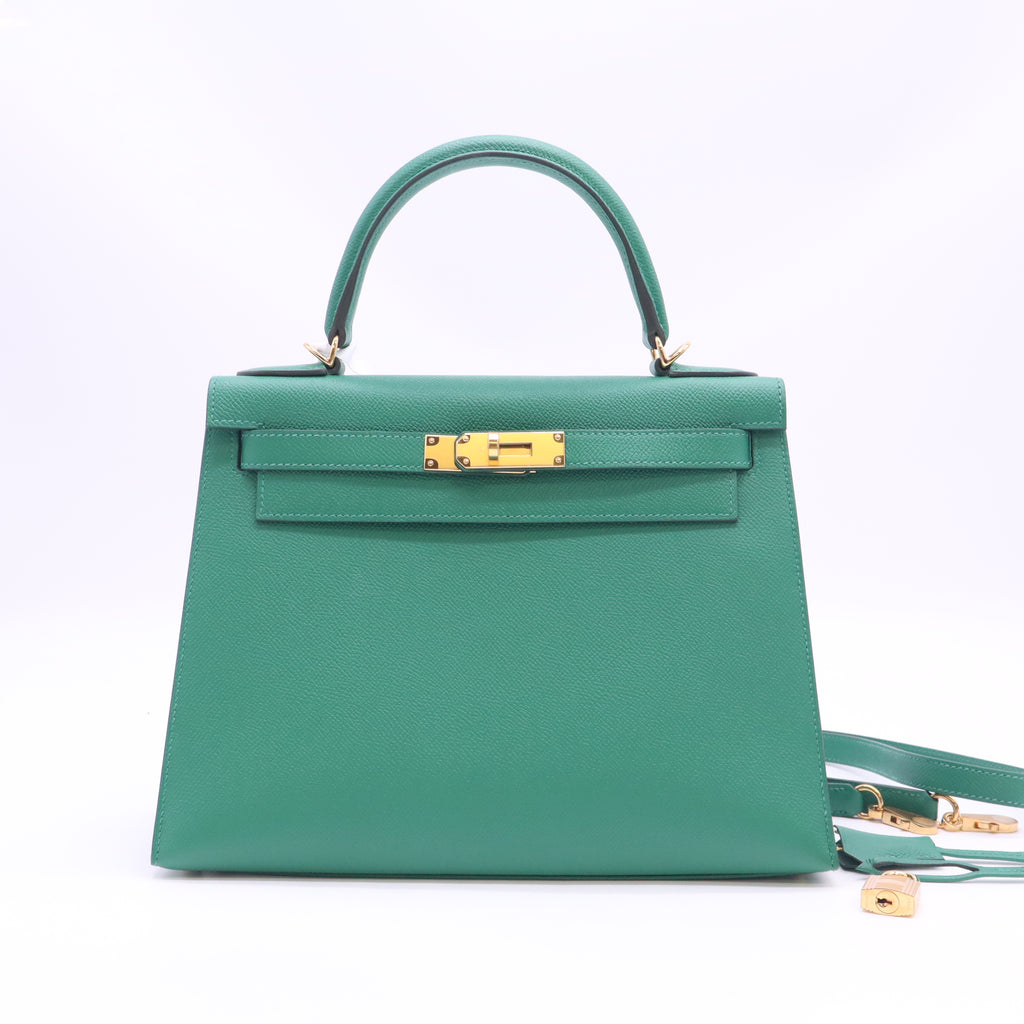 Kelly Handbag Vert Vertigo Epsom with Gold Hardware 28 B24566
