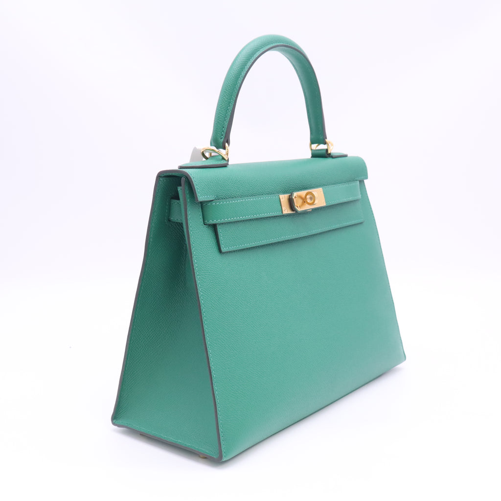 Kelly Handbag Vert Vertigo Epsom with Gold Hardware 28 B24566