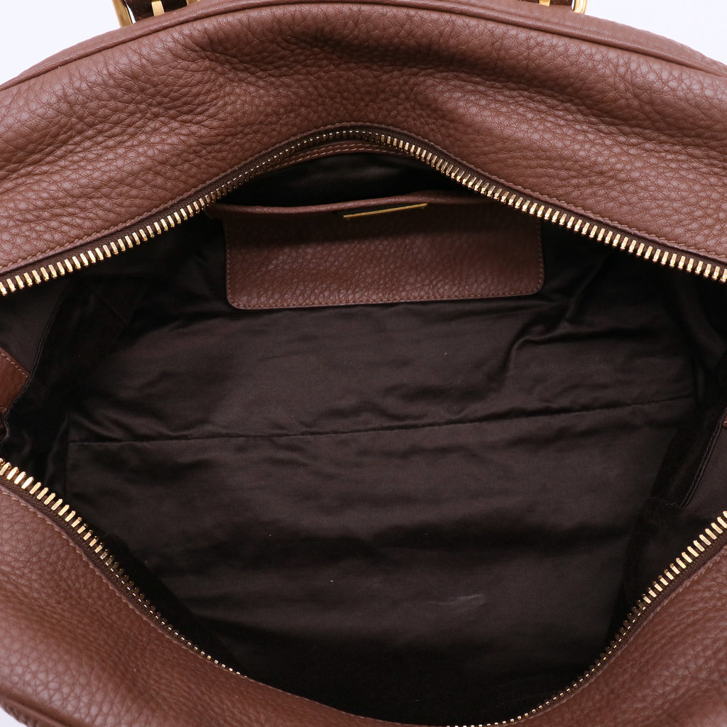 Miu Miu Madras Side Zip Satchel Grainy Leather twins LDJ4842