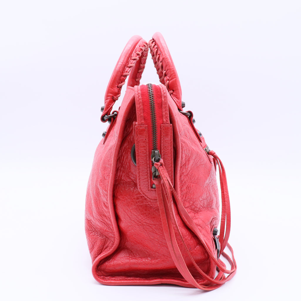 Balenciaga Motocross Classic City Shoulder Bag red Twins