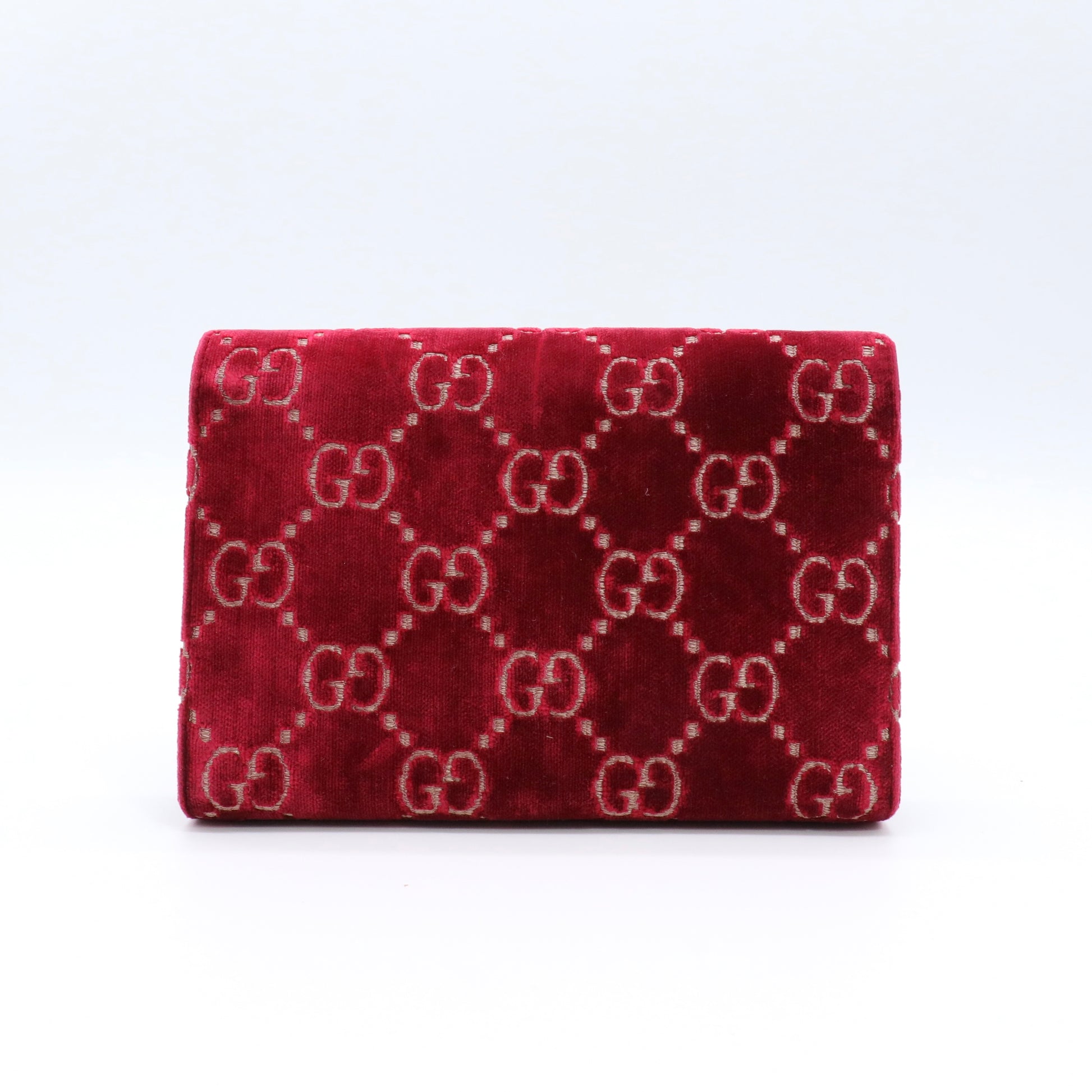 Velvet GG Monogram Mini Dionysus Chain Wallet Red Cipria twins