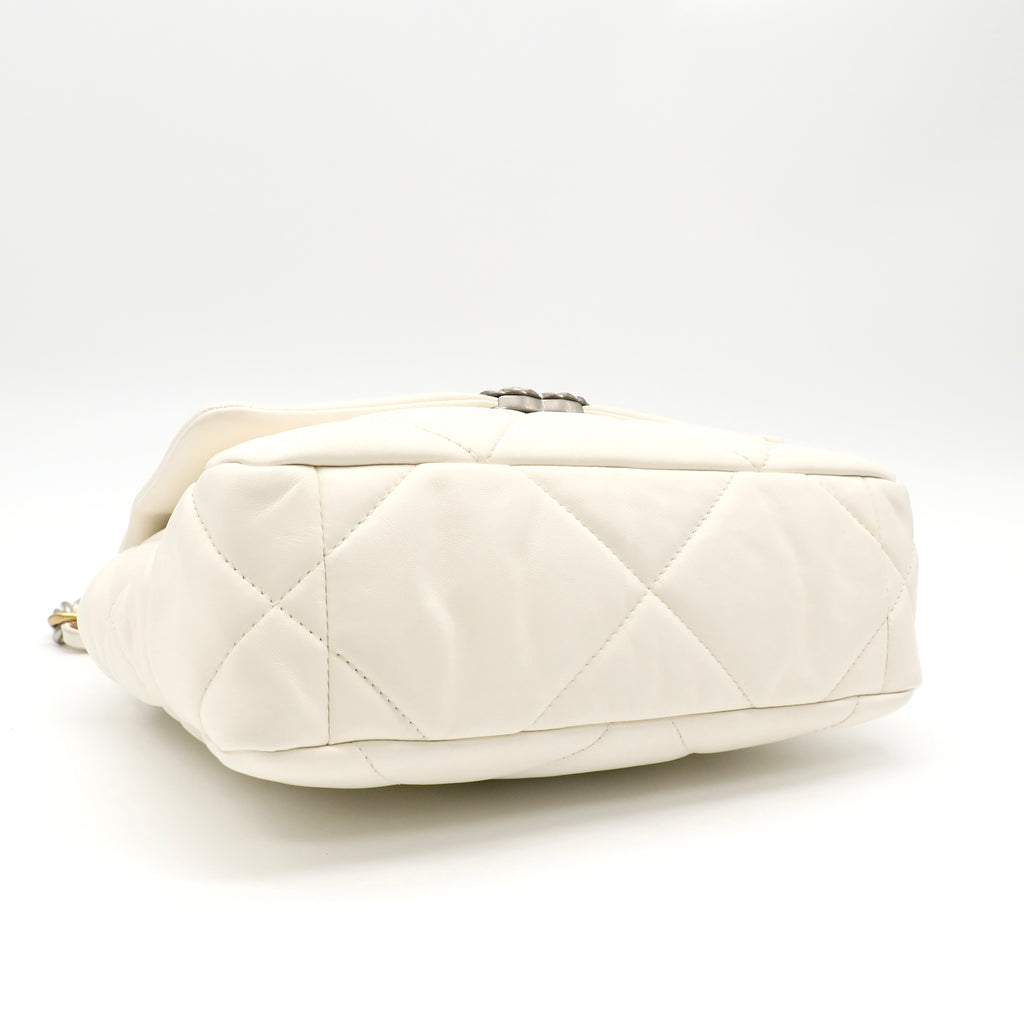 Chanel Lambskin Quilted Medium Chanel 19 Flap White twins LDZ190