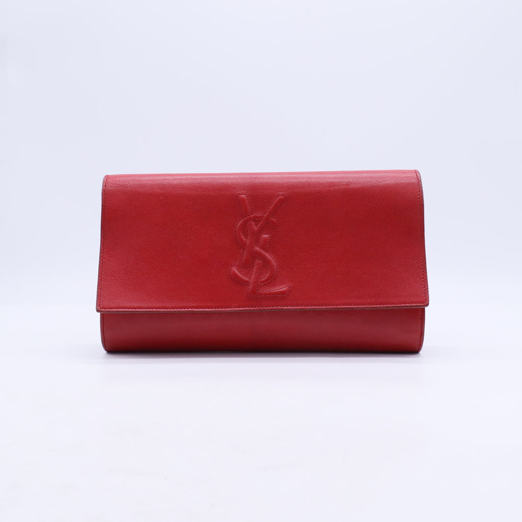Textured Calfskin Monogram Small Belle De Jour Clutch Red B21585