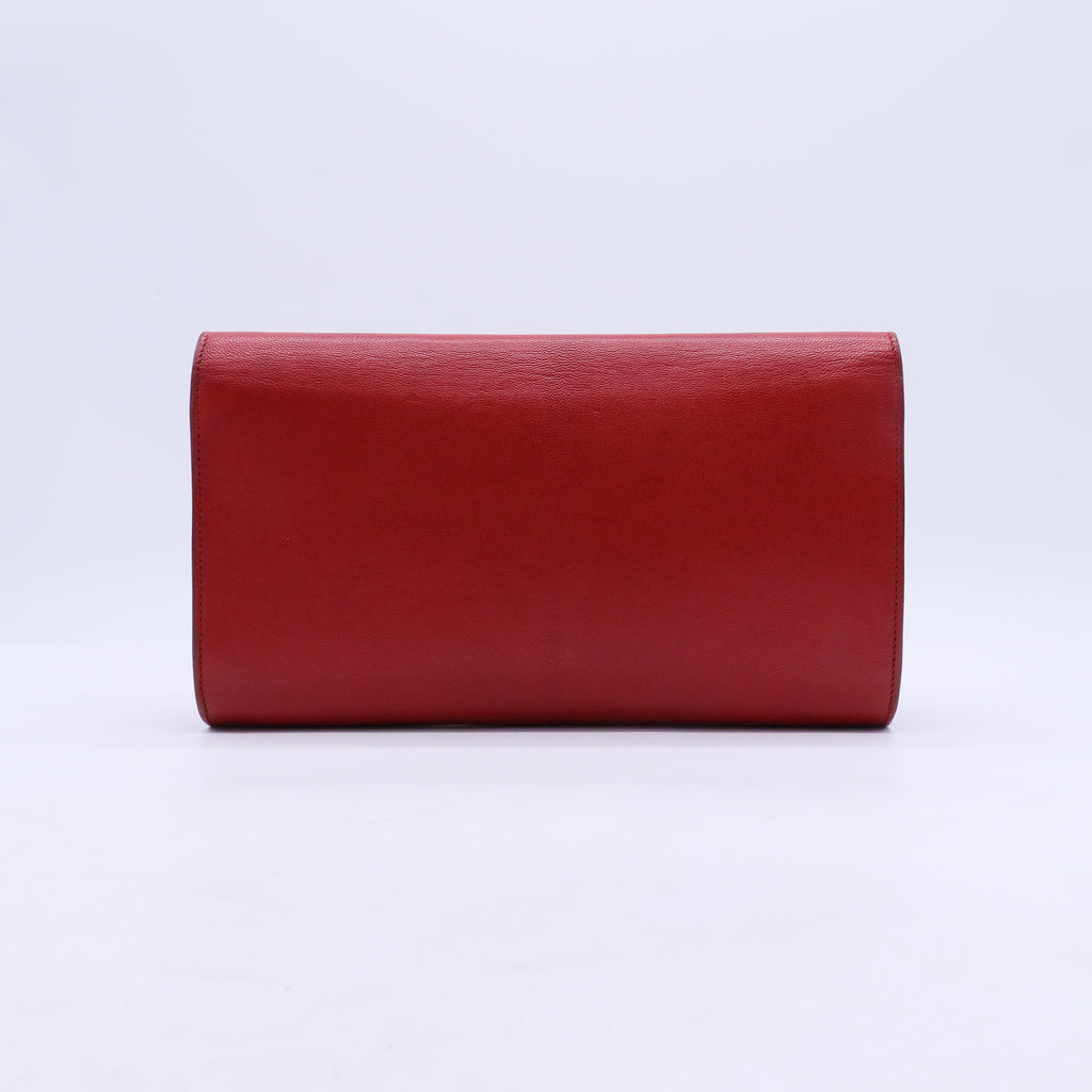 Textured Calfskin Monogram Small Belle De Jour Clutch Red B21585