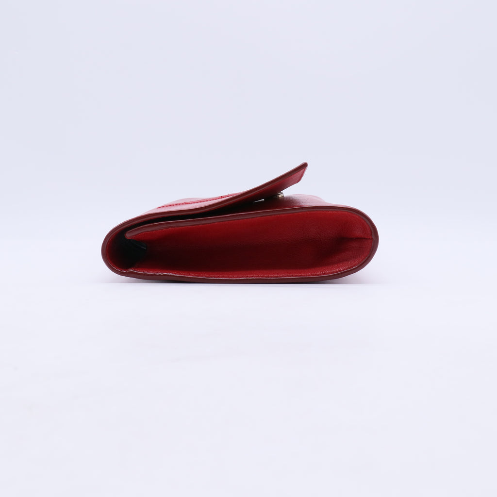 Textured Calfskin Monogram Small Belle De Jour Clutch Red B21585