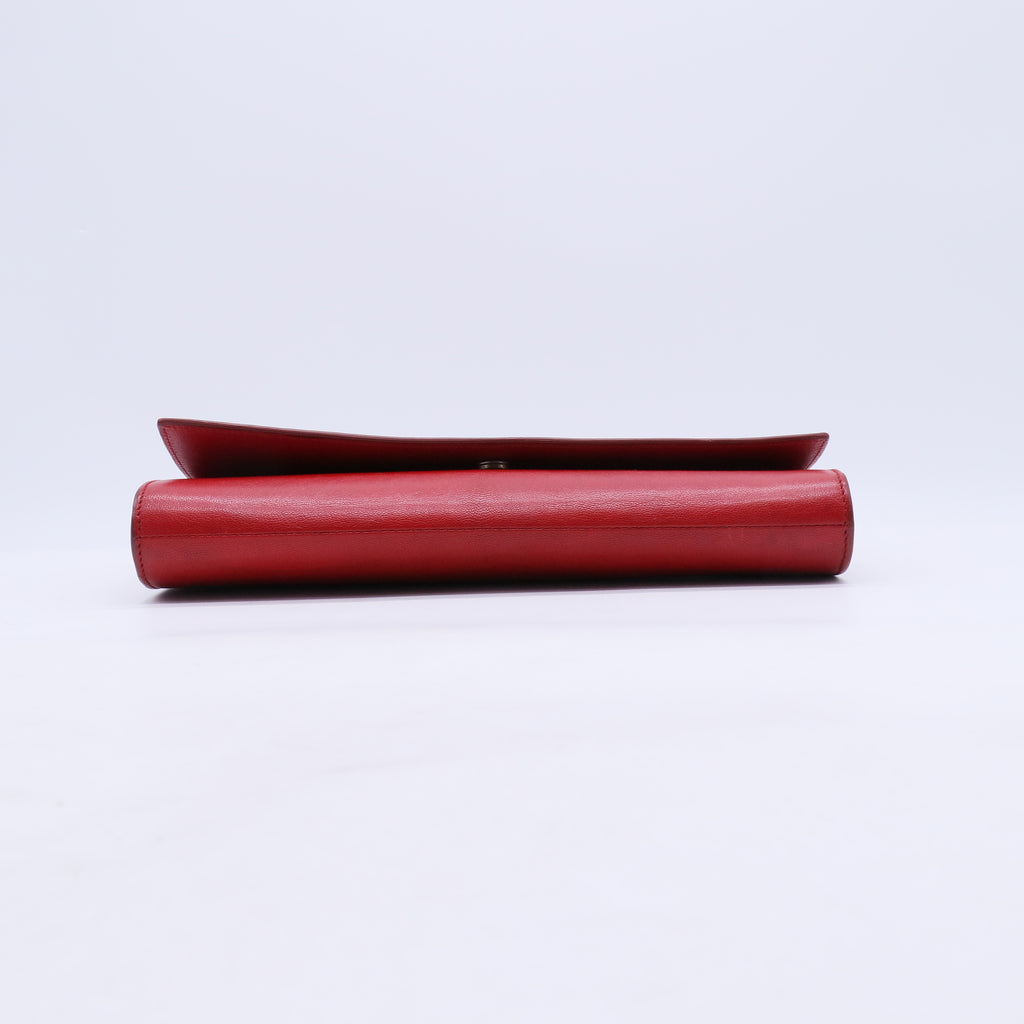Textured Calfskin Monogram Small Belle De Jour Clutch Red B21585
