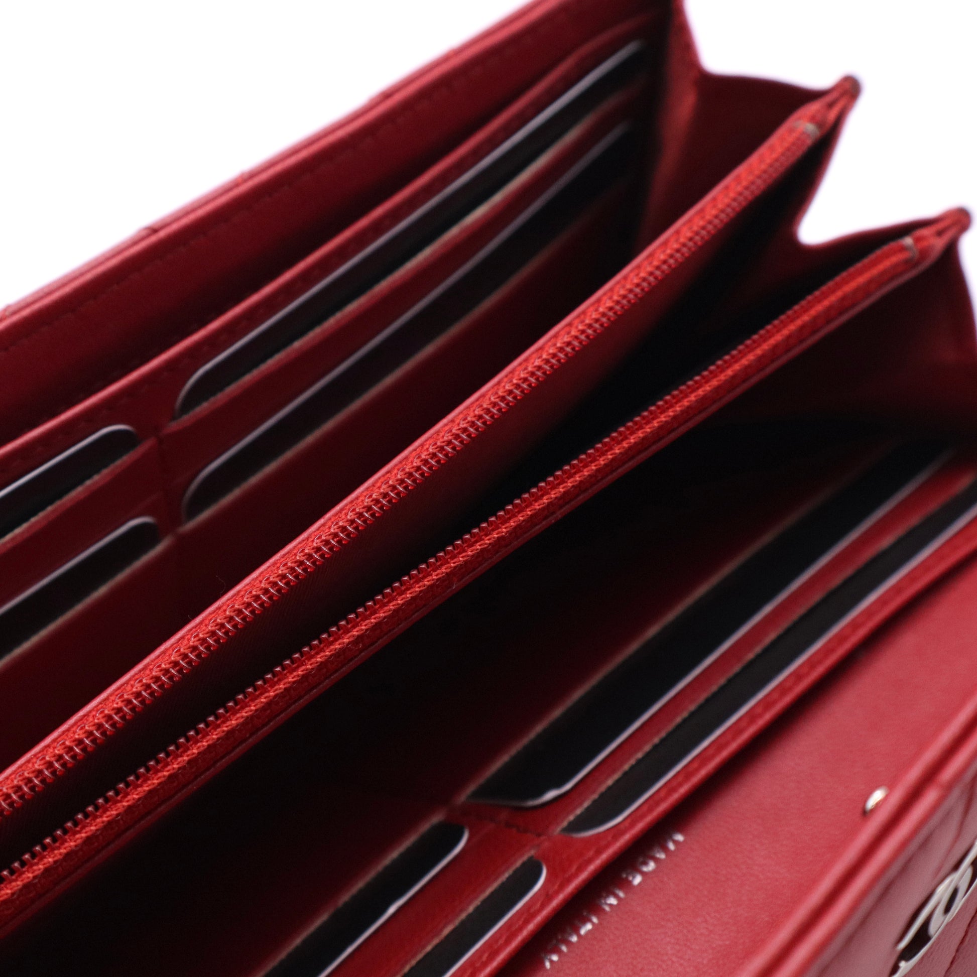Lambskin Quilted Large Gusset Flap Wallet Red Twins W20204