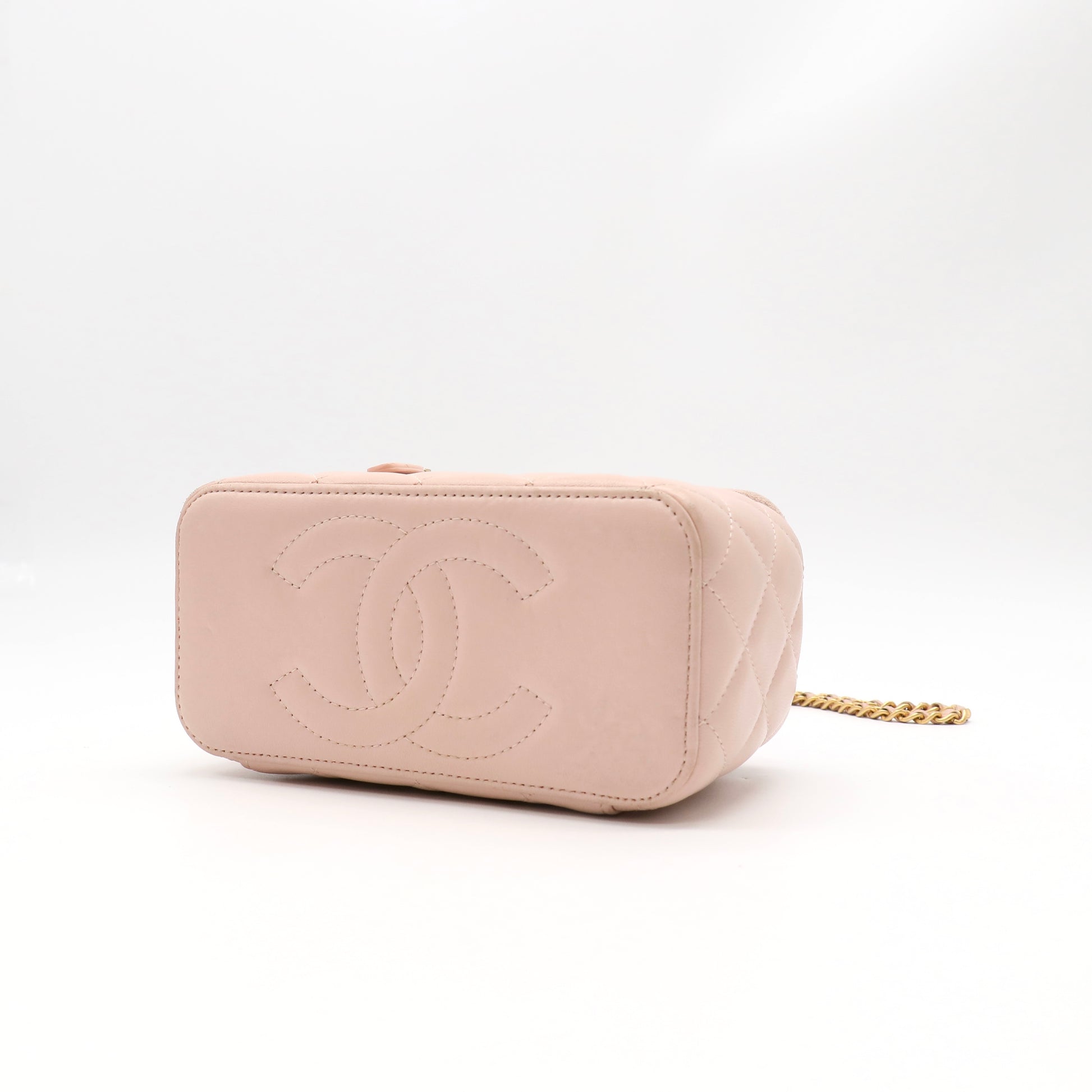 Chanel Pink Quilted Caviar Leather Small Vanity Case With Chain Bag twins LDZ197