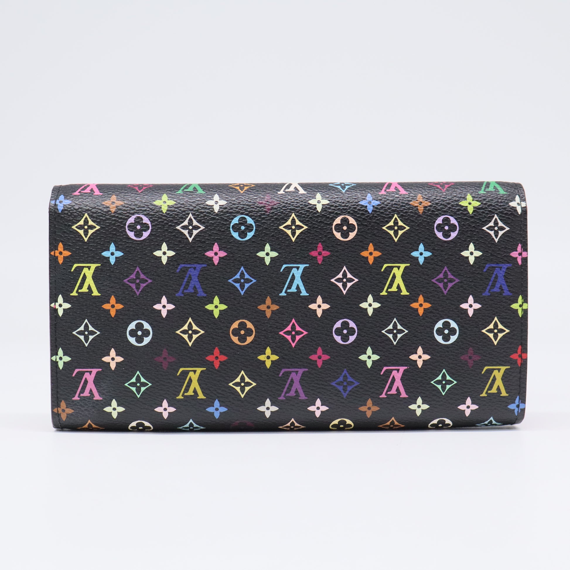 Louis Vuitton Black Monogram Multicolore Violet Sarah Wallet twins LDJ3417