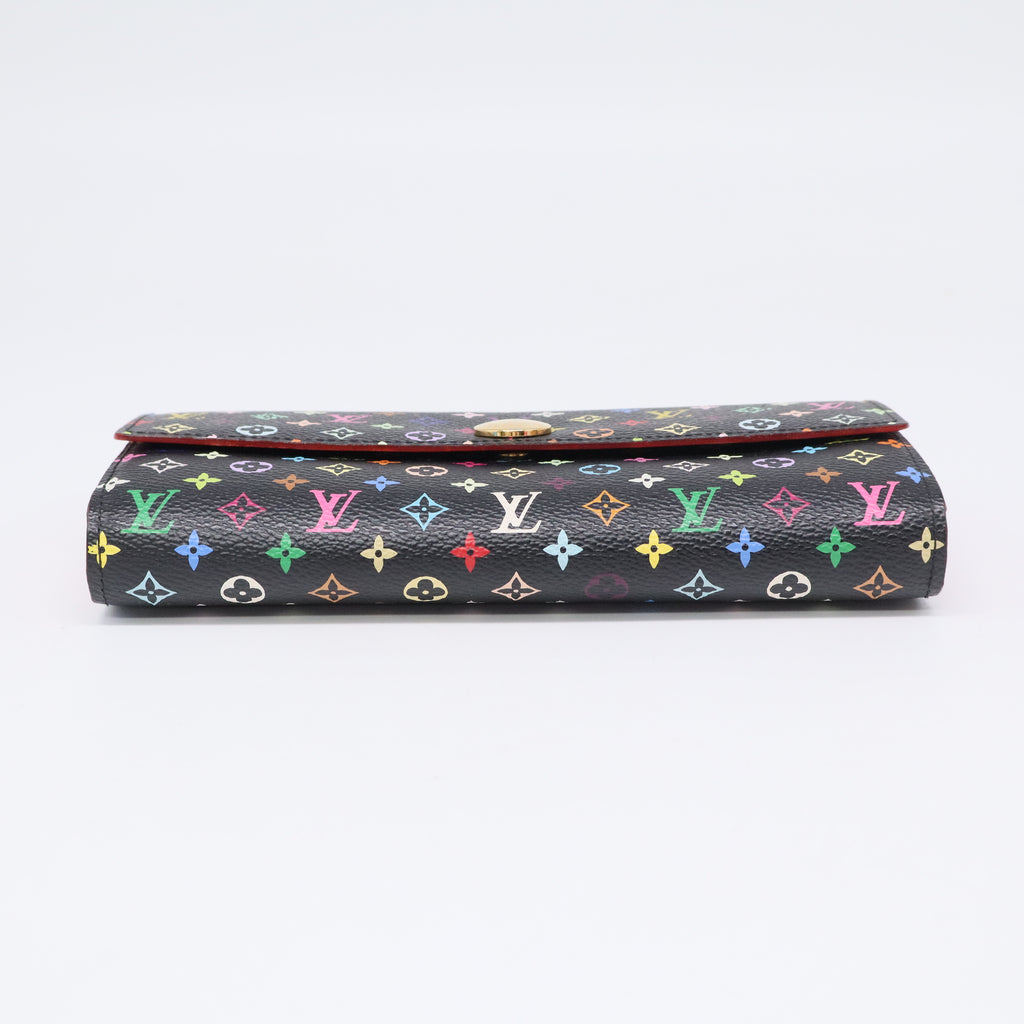 Louis Vuitton Black Monogram Multicolore Violet Sarah Wallet twins LDJ3417