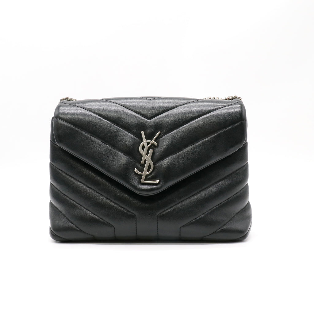 Yves Saint Laurent Black Chevron Quilted Leather Toy LouLou Shoulder Bag twins LDZ194
