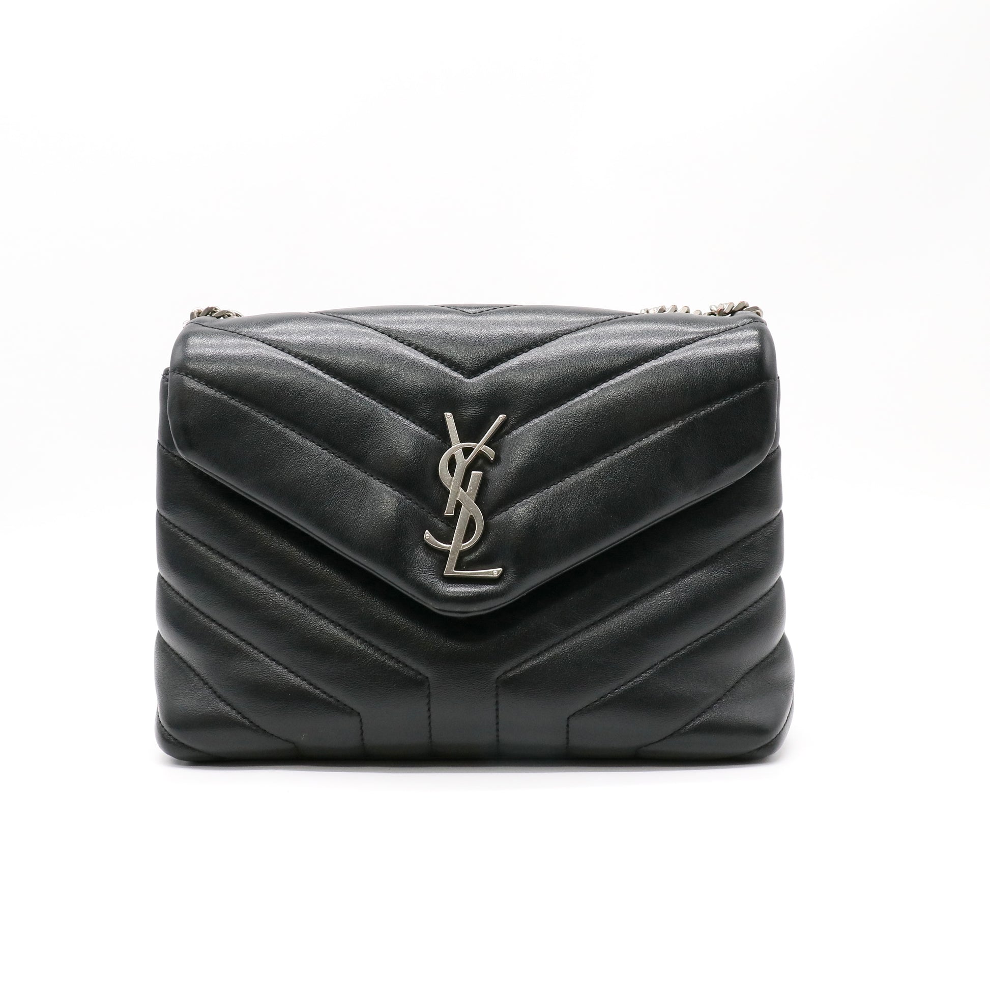 Yves Saint Laurent Black Chevron Quilted Leather Toy LouLou Shoulder Bag twins LDZ194