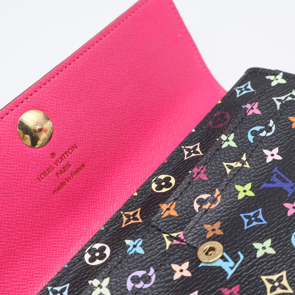 Louis Vuitton Black Monogram Multicolore Violet Sarah Wallet twins LDJ3417