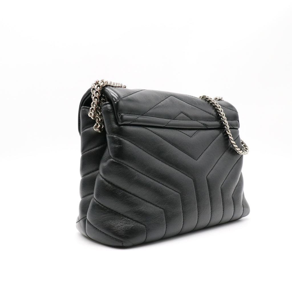 Yves Saint Laurent Black Chevron Quilted Leather Toy LouLou Shoulder Bag twins LDZ194