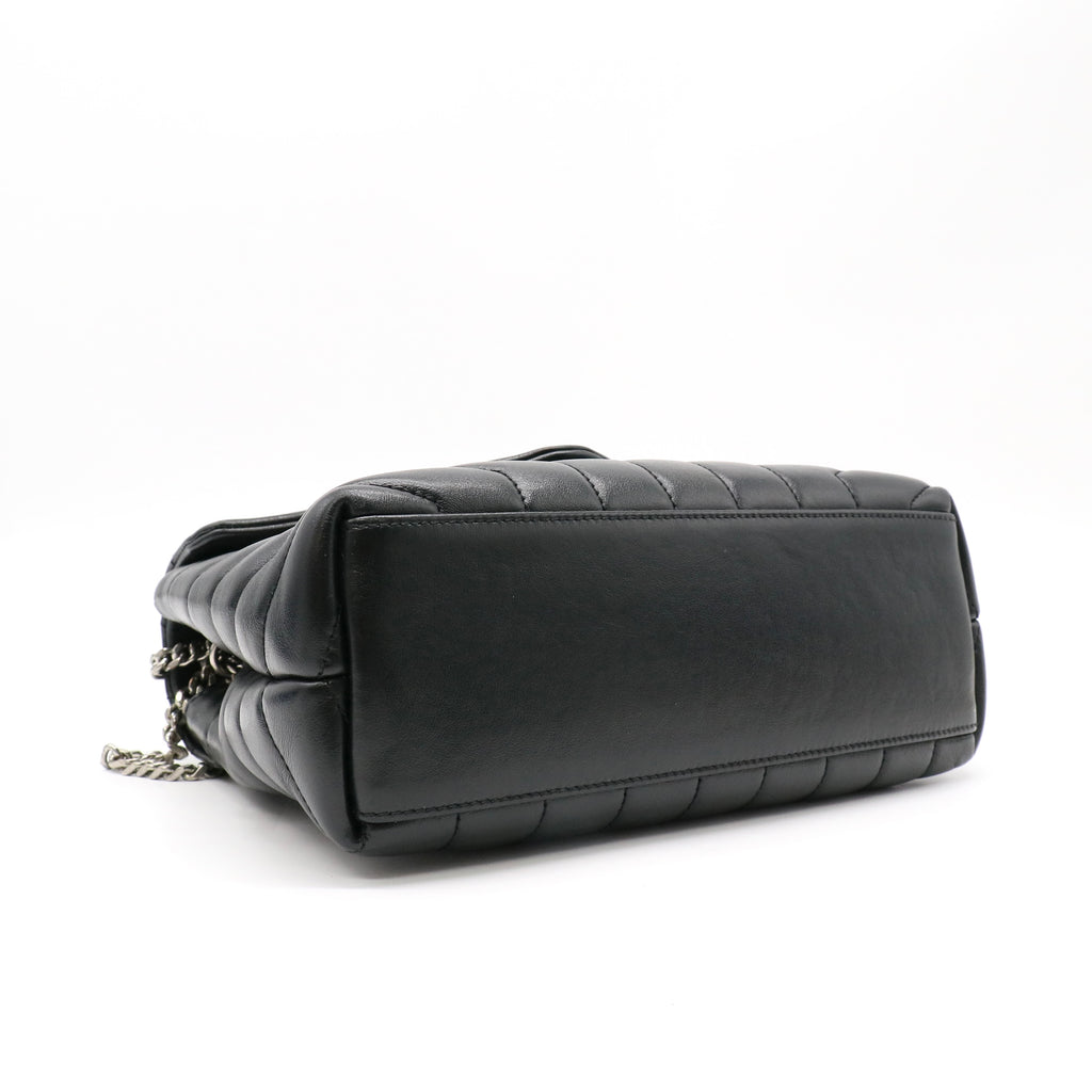 Yves Saint Laurent Black Chevron Quilted Leather Toy LouLou Shoulder Bag twins LDZ194