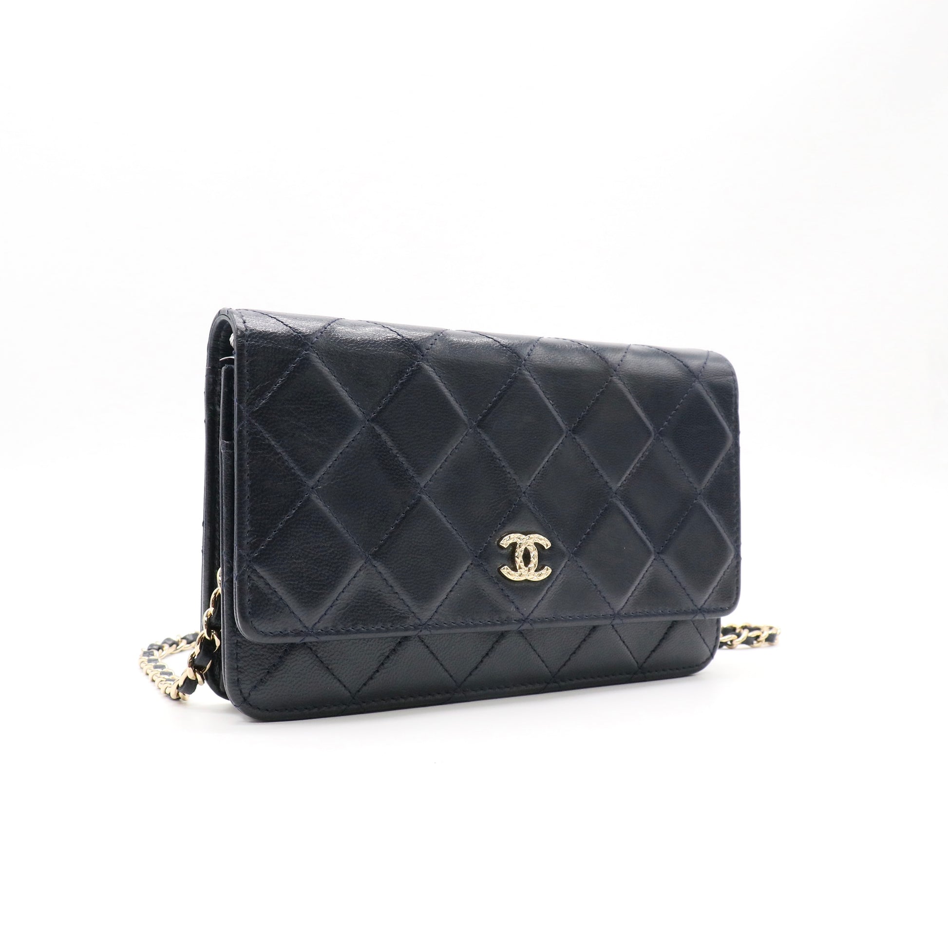 Chanel Black Quilted Lambskin Leather CC Pearl Crush WOC Clutch Bag twins LDZ195