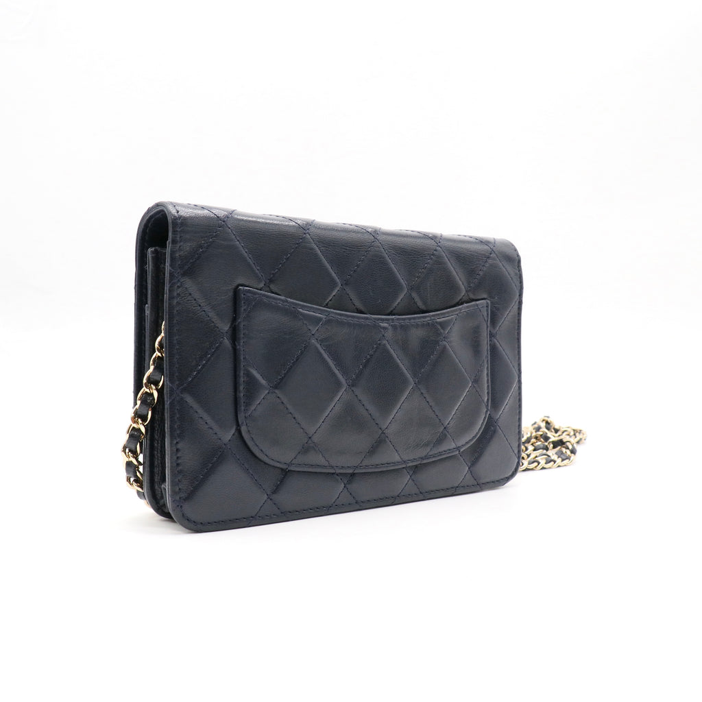 Chanel Black Quilted Lambskin Leather CC Pearl Crush WOC Clutch Bag twins LDZ195