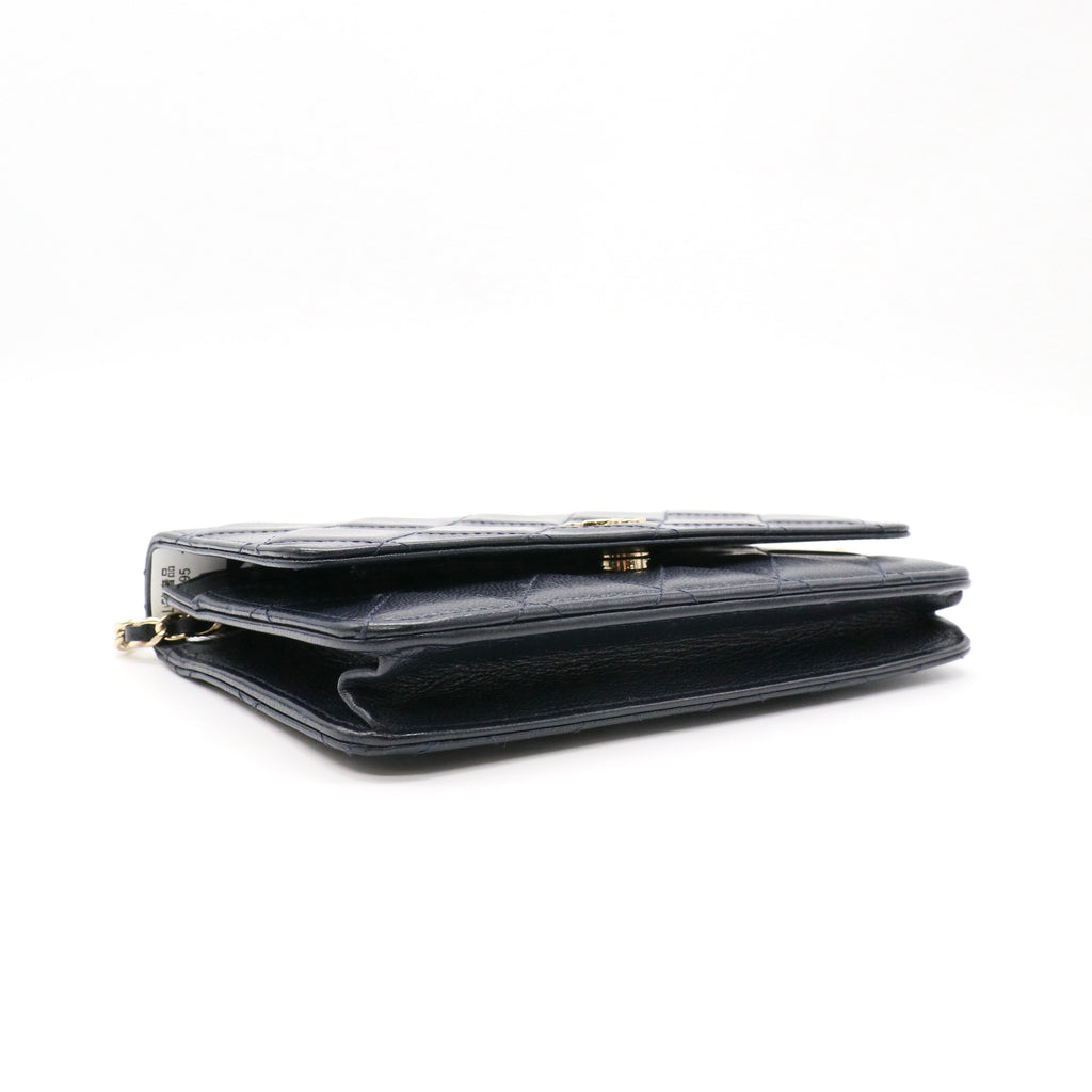 Chanel Black Quilted Lambskin Leather CC Pearl Crush WOC Clutch Bag twins LDZ195