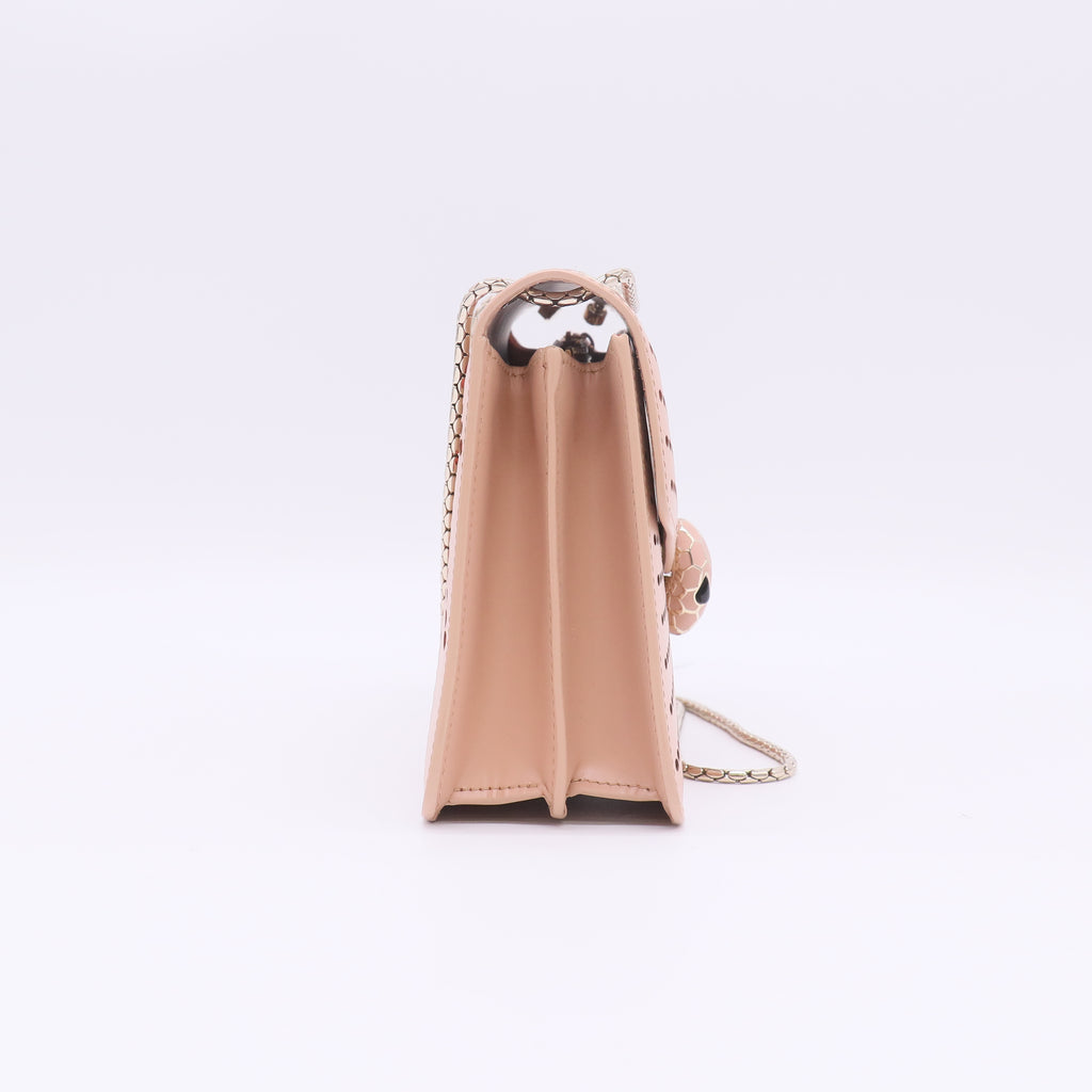 Calfskin Laser Cut Serpenti Forever Diamond Blast Sunshine Crossbody Bag Beige B23854