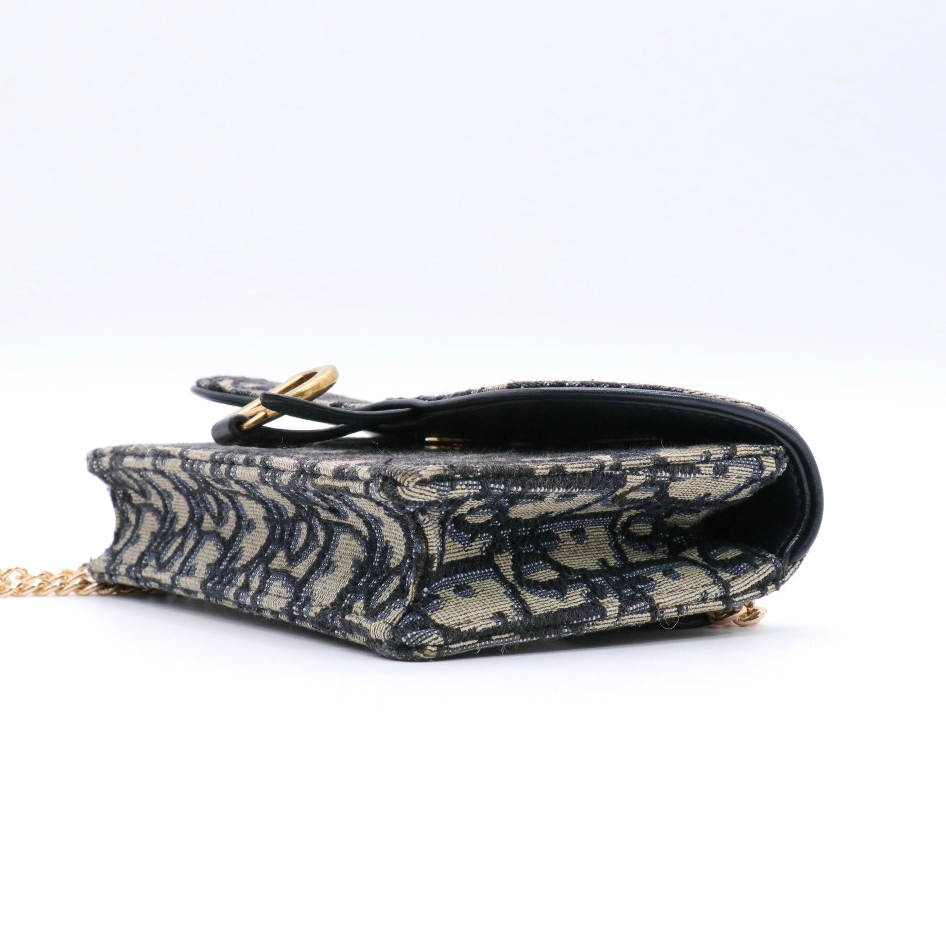 Oblique Saddle Chain Long Wallet Blue twins
