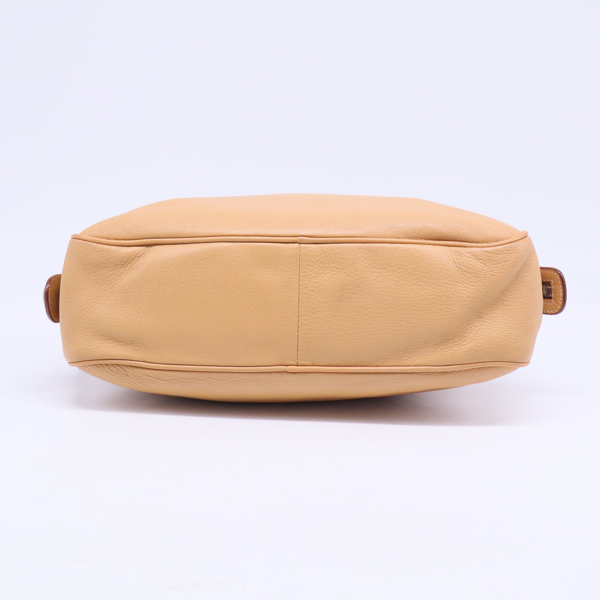 Embossed Logo Leather Boston bag Handbag Beige