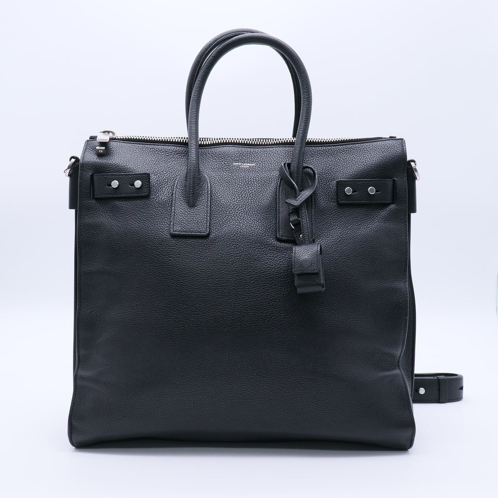 Grained Calfskin Sac De Jour Souple North South Tote Black twins