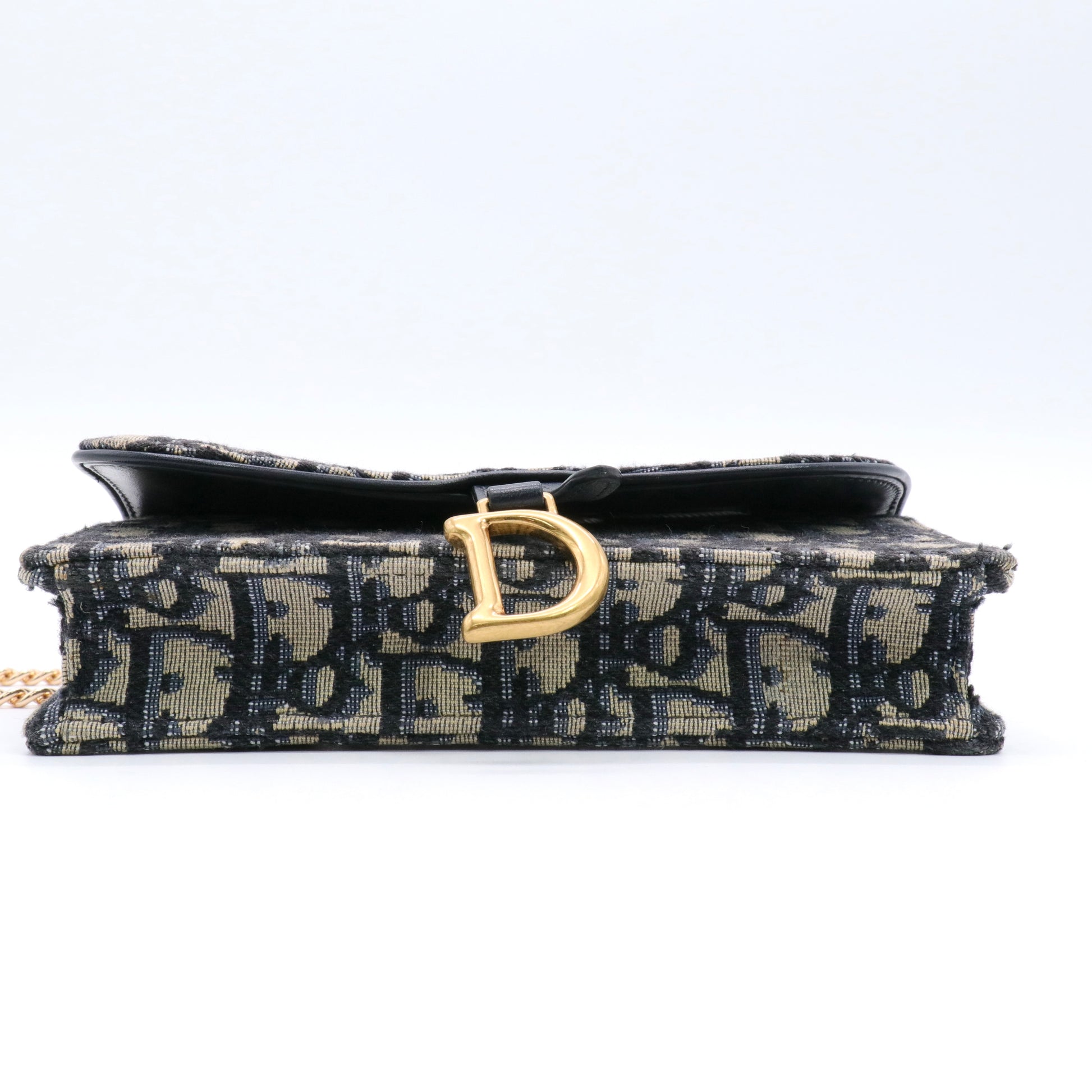 Oblique Saddle Chain Long Wallet Blue twins