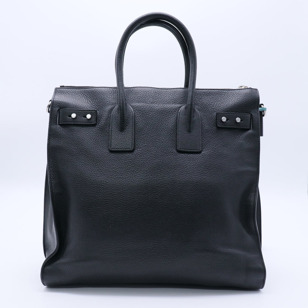 Grained Calfskin Sac De Jour Souple North South Tote Black twins