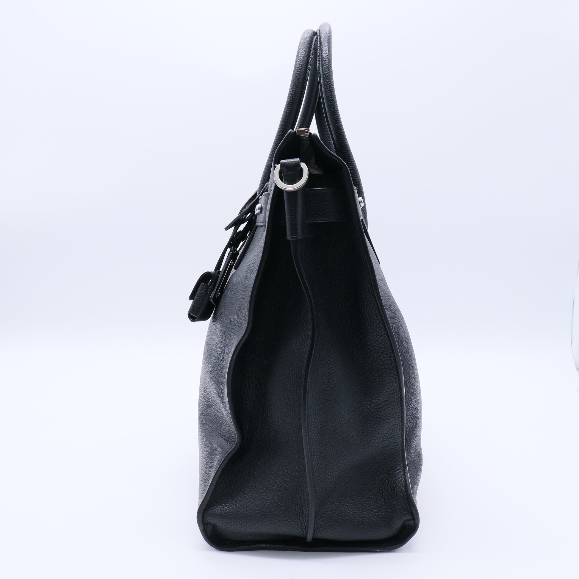 Grained Calfskin Sac De Jour Souple North South Tote Black twins