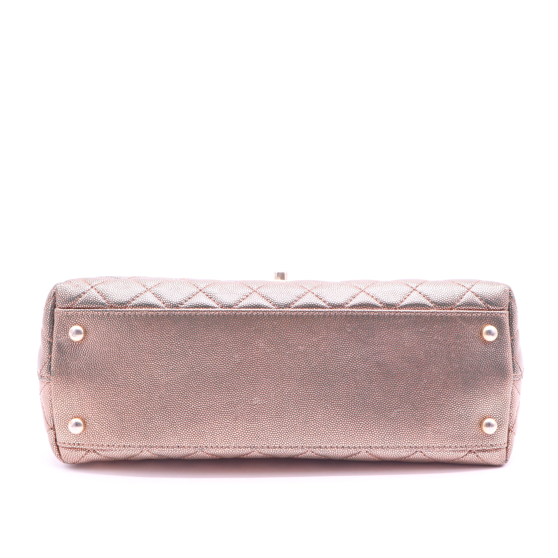 Chanel Metallic Caviar Quilted Large Coco Handle Flap Gold twins B21805