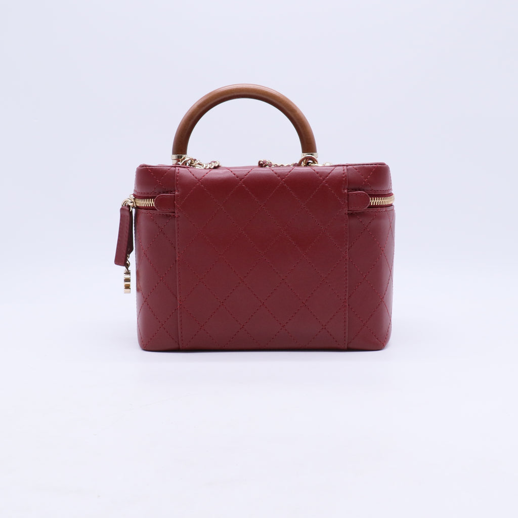 Chanel Matelasse Vanity Bag Dark red LeatherB21740