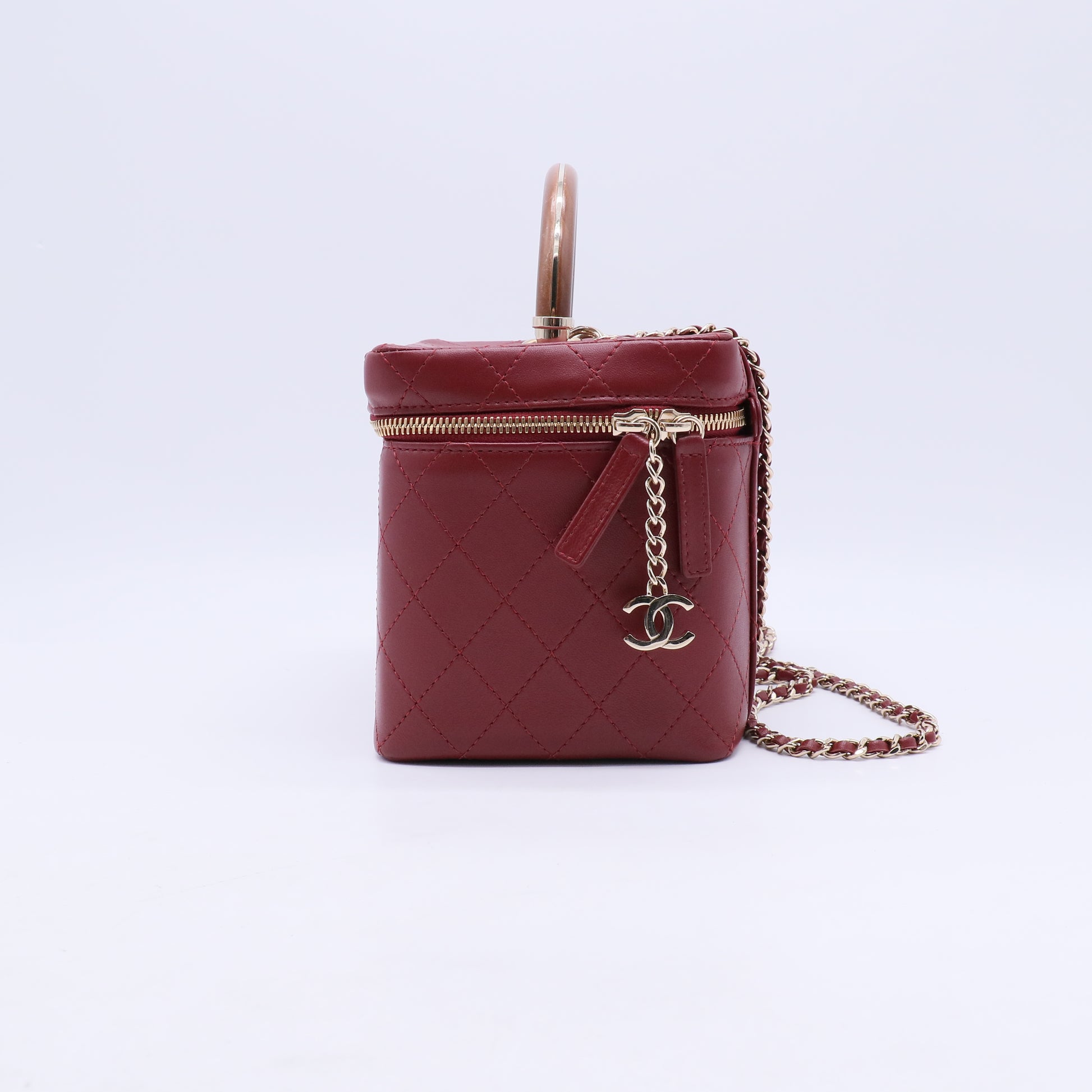 Chanel Matelasse Vanity Bag Dark red LeatherB21740