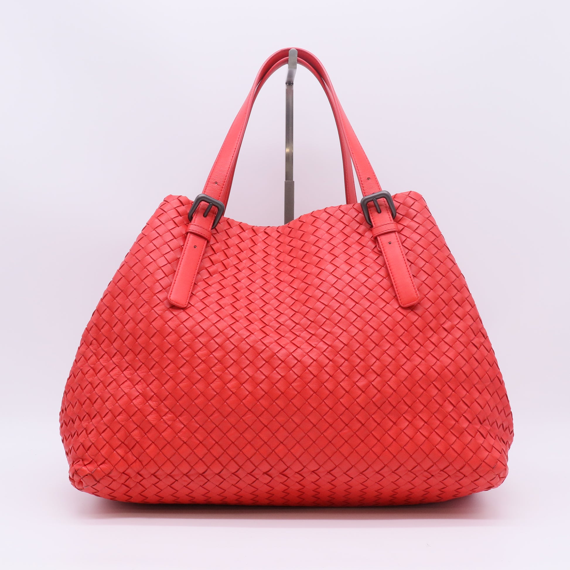 Bottega Veneta Red Intrecciato Woven Nappa Leather Large Cesta Tote Bag twins B23826
